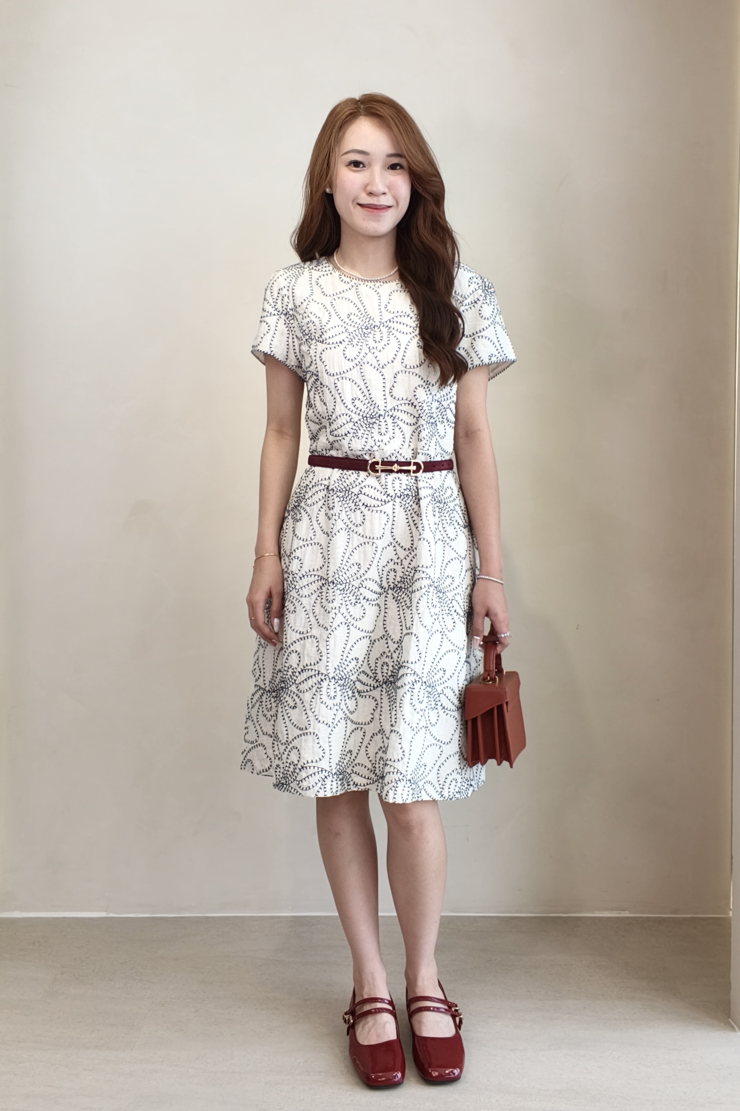 31211 Evelyn Floral Belted Midi Dress