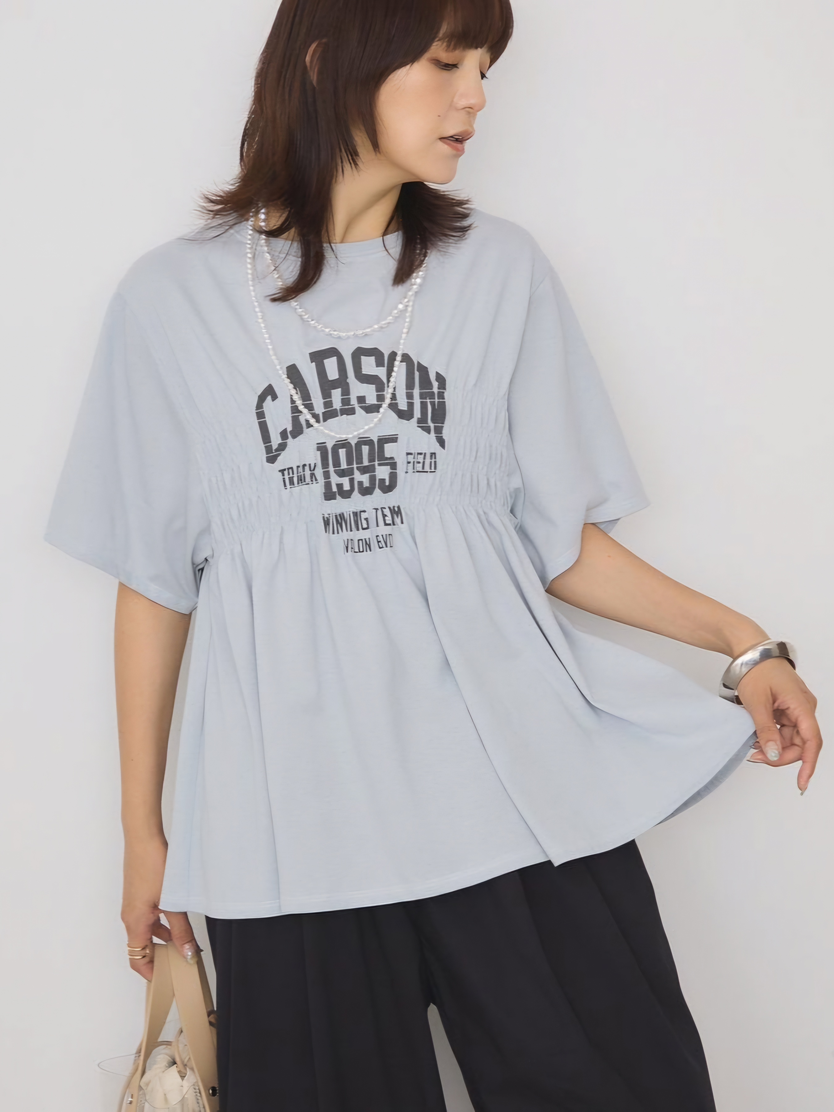 【✨️日本🇯🇵 pre-order 褶皺 logo tee✨️】 【共4色 | Free Size | 淺灰 / 米白 / 淺黃 / 海軍藍】
