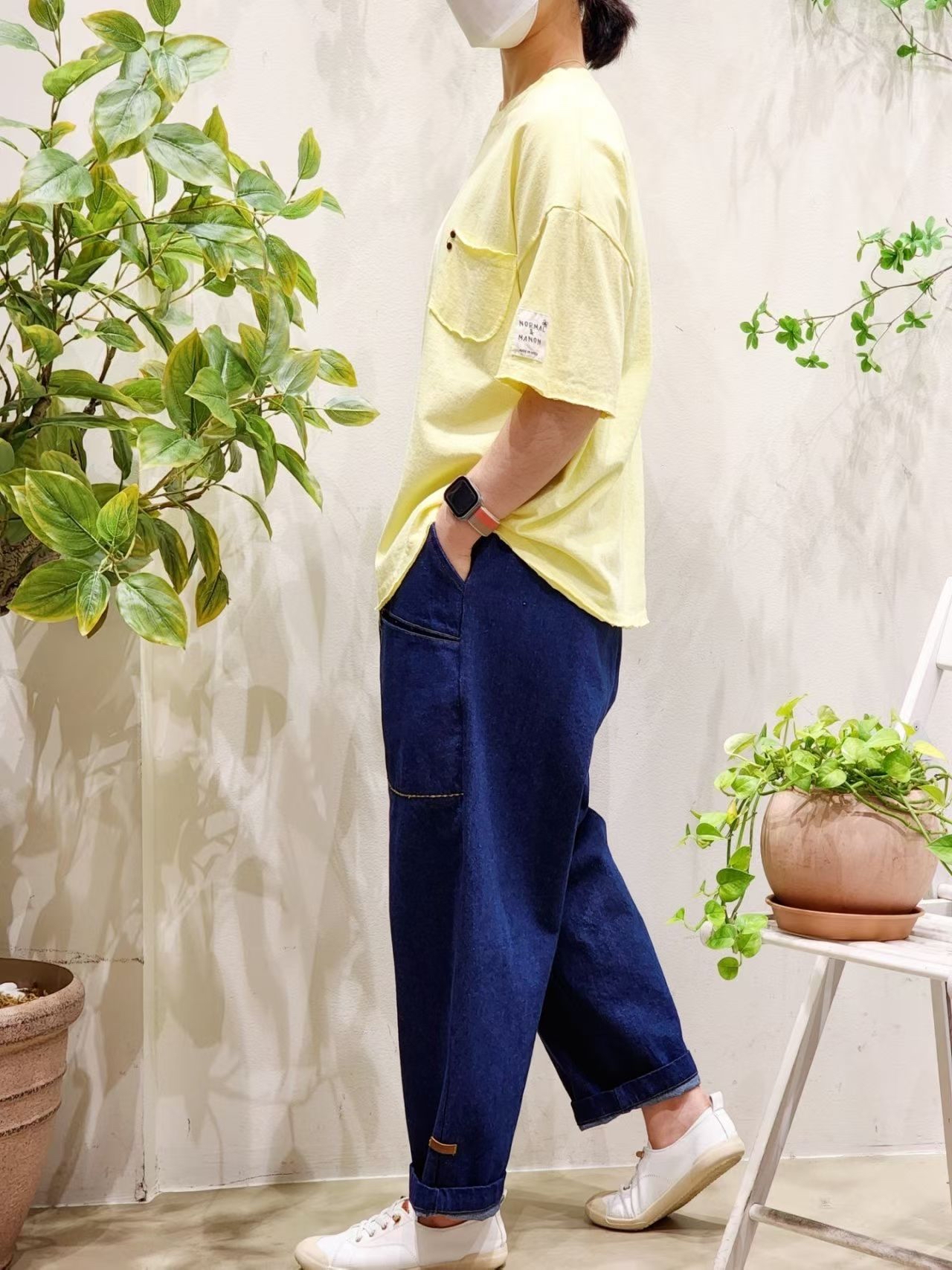 NO OX 特色雙鈕子袋口tee