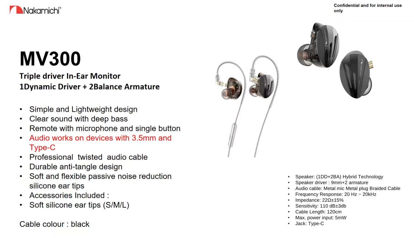 Nakamichi MV300 Triple driver In-Ear Monitor