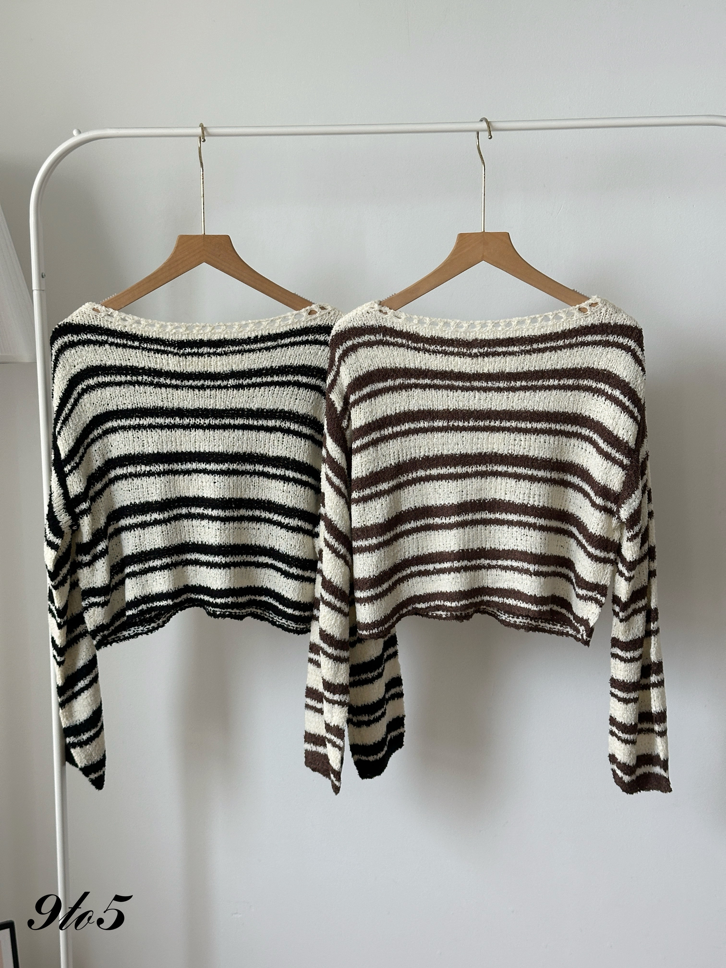 T4425 Long Sleeve Striped Knit Sweater- 4 Colors 