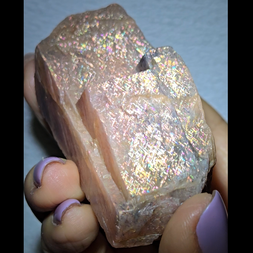Raw rainbow lattice peach sunstone - SM54