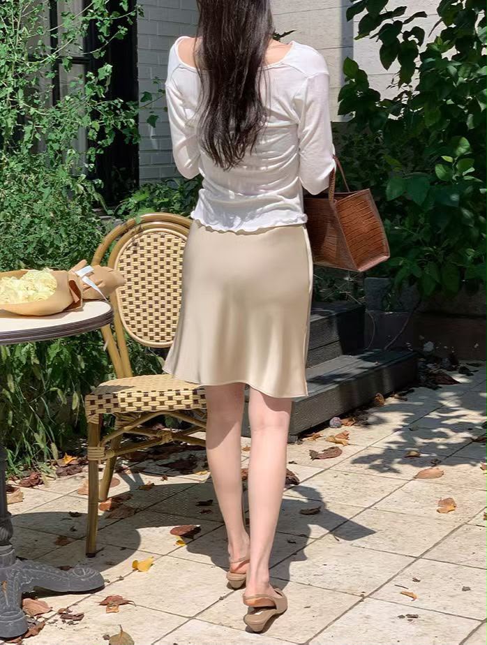 ♥︎ Serene Satin Midi Skirt