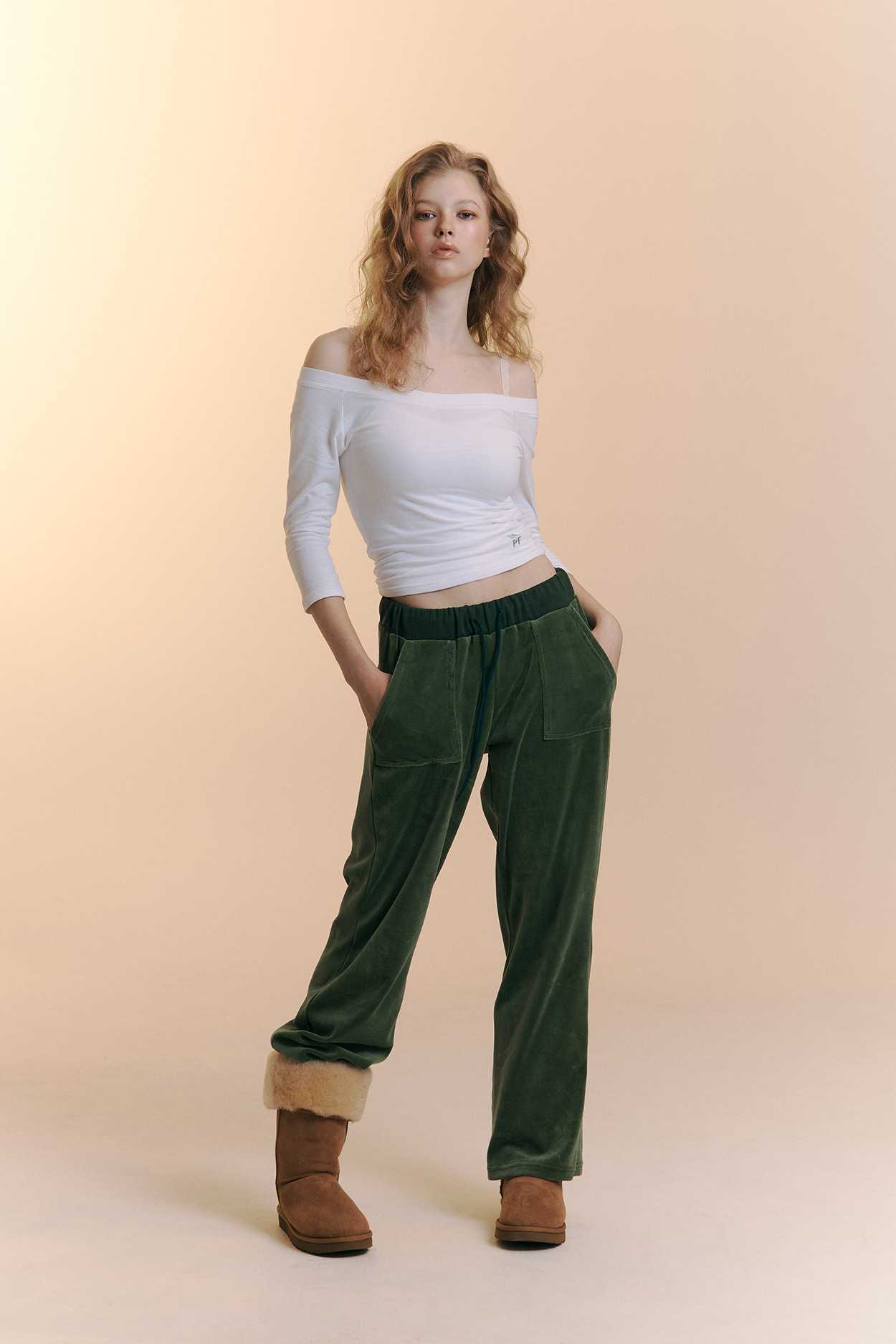 pleaseNOFOLLOW - Zed Off-Shoulder Long Sleeve Top (White)