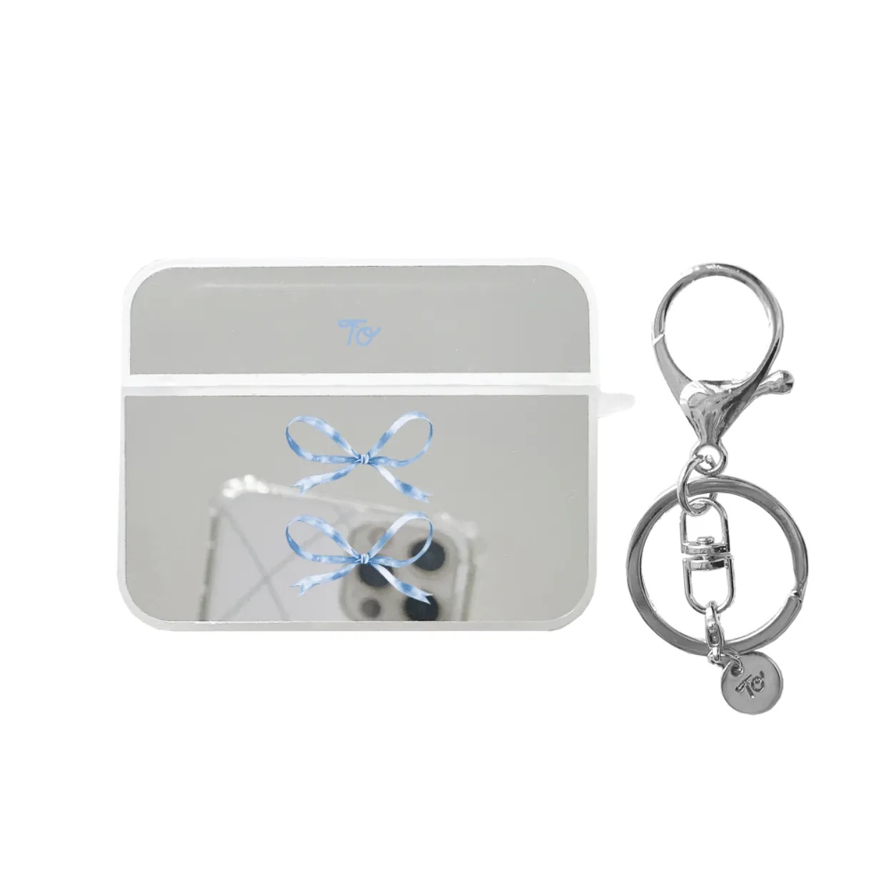 【Silky Blue Ribbon】鏡面方盒AirPods Case