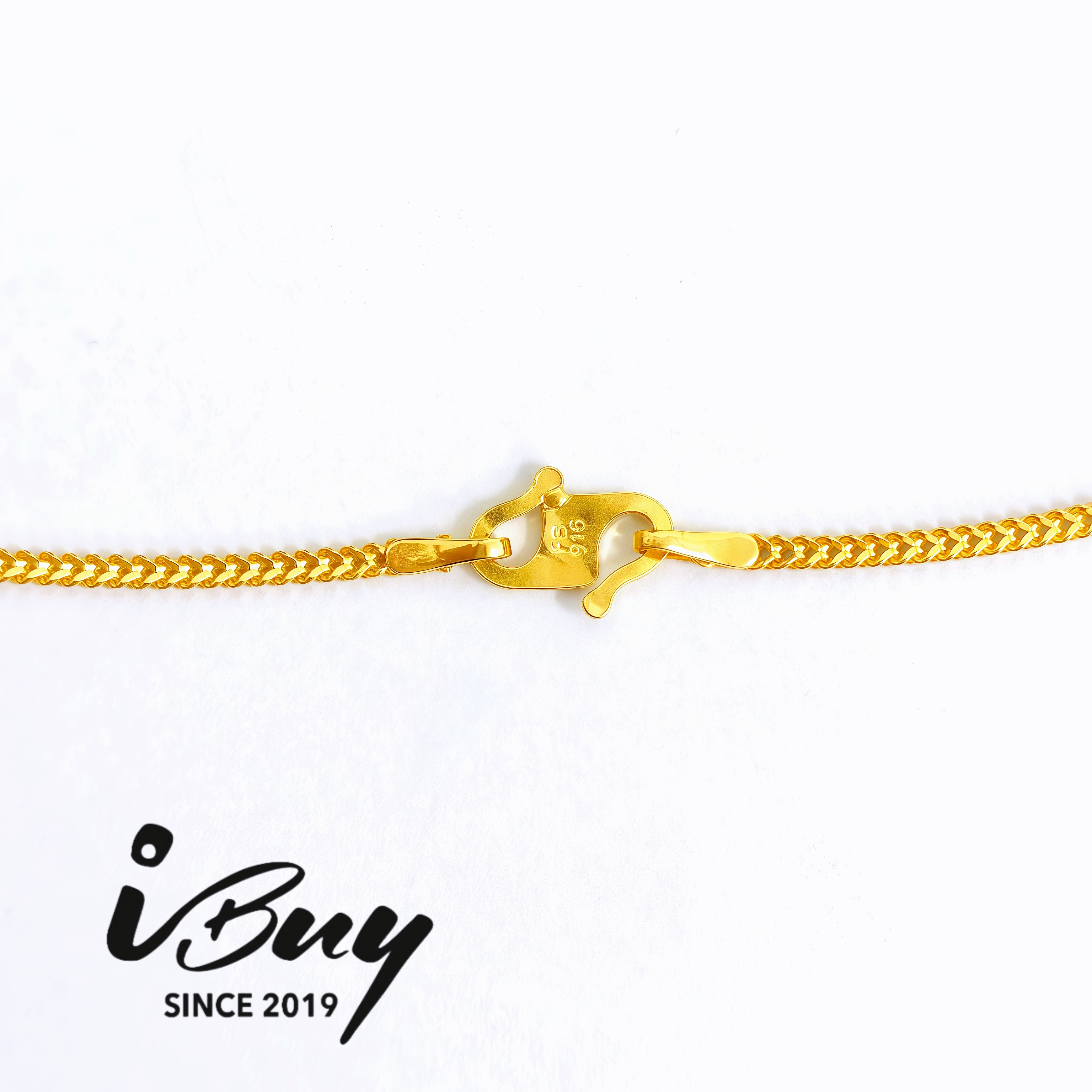 916 GOLD QUARTET HERRINGBONE NECKLACE (025) 916 金 四方人字项链 （025）
