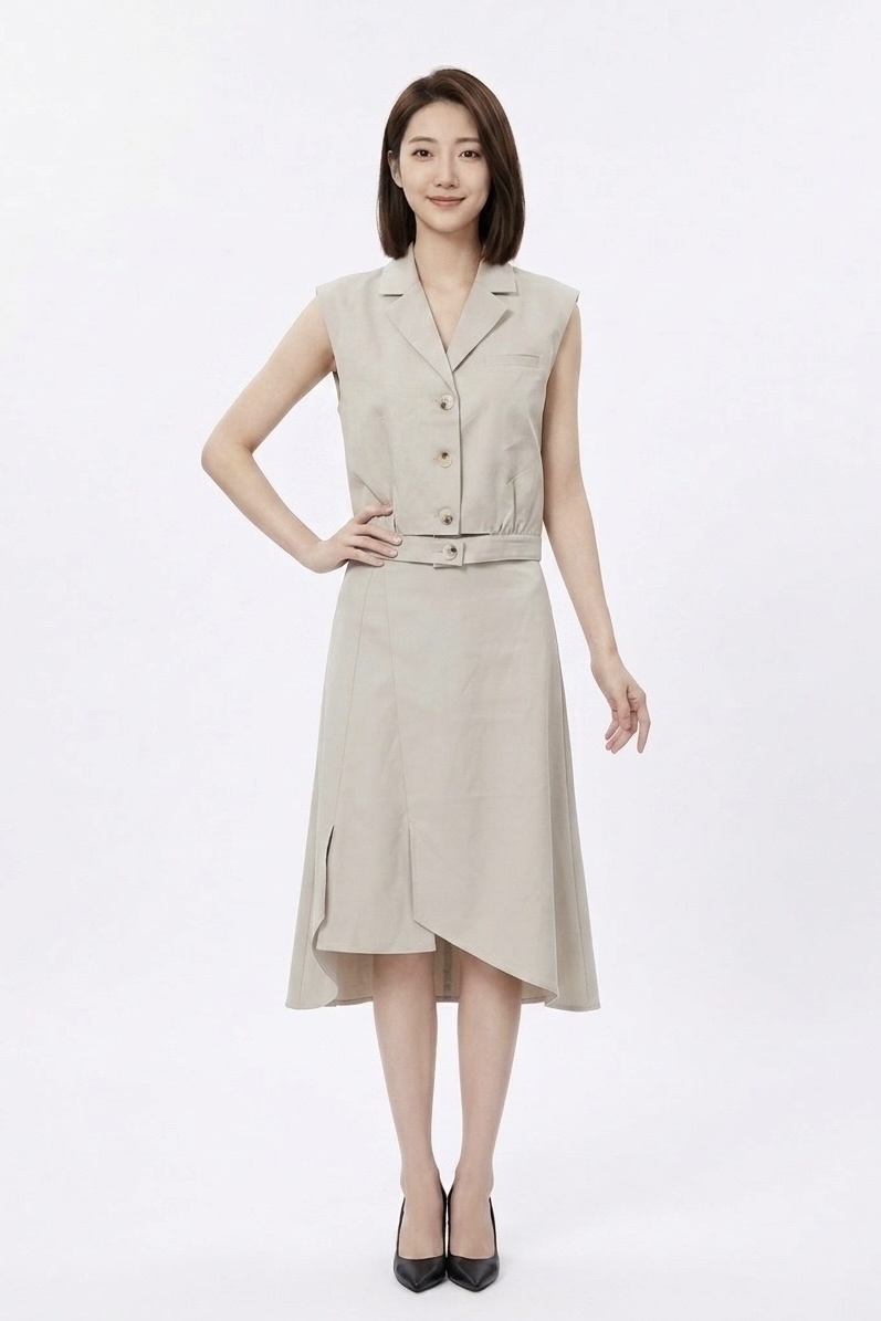 1879BS Elara Tailored Asymmetric Midi Dress