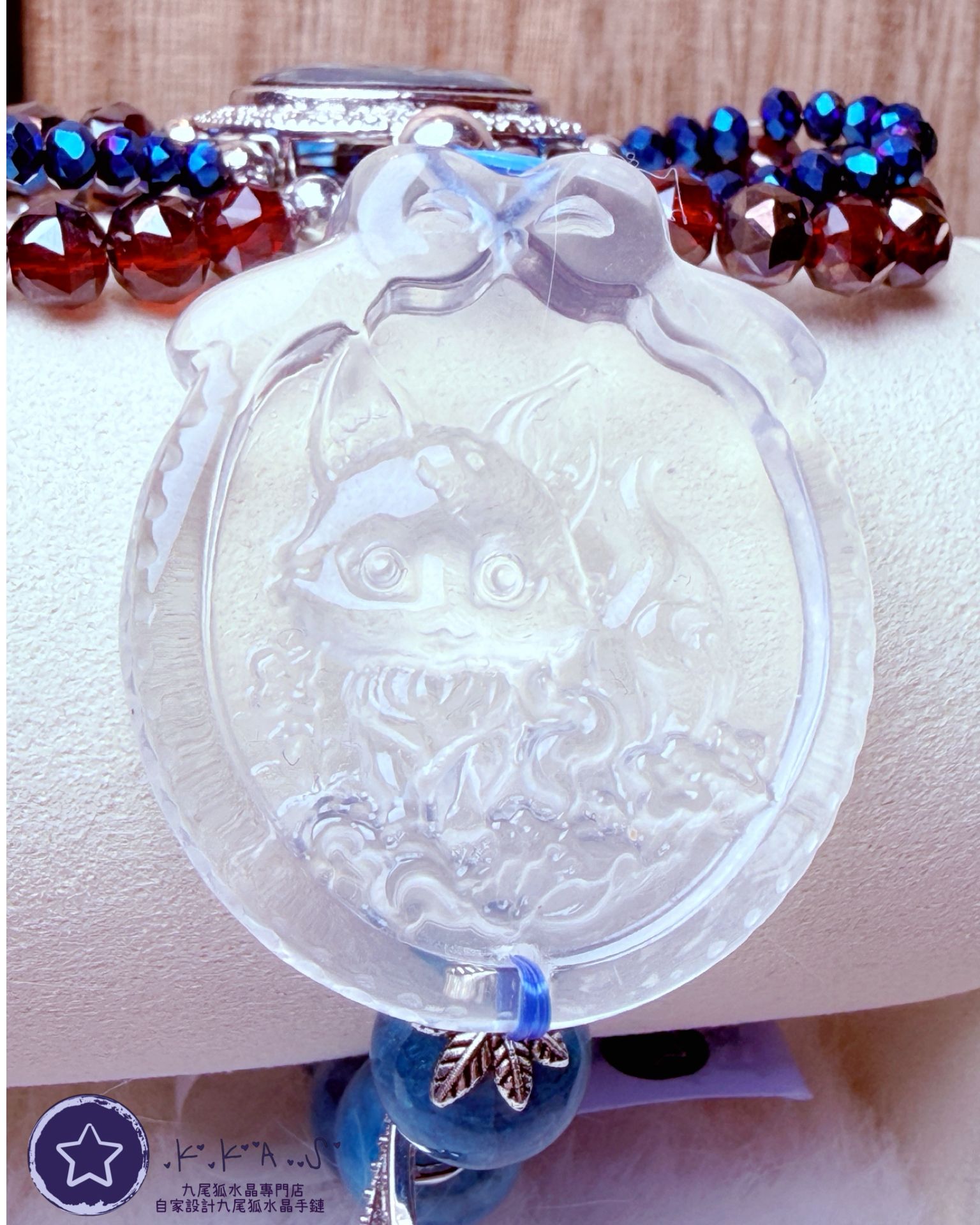 K00049 白水晶狐女孩 自家設計手鏈
