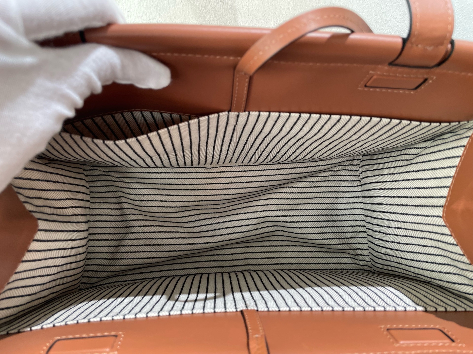 【預訂貨品】LOEWE米色帆布拼焦糖牛皮tote