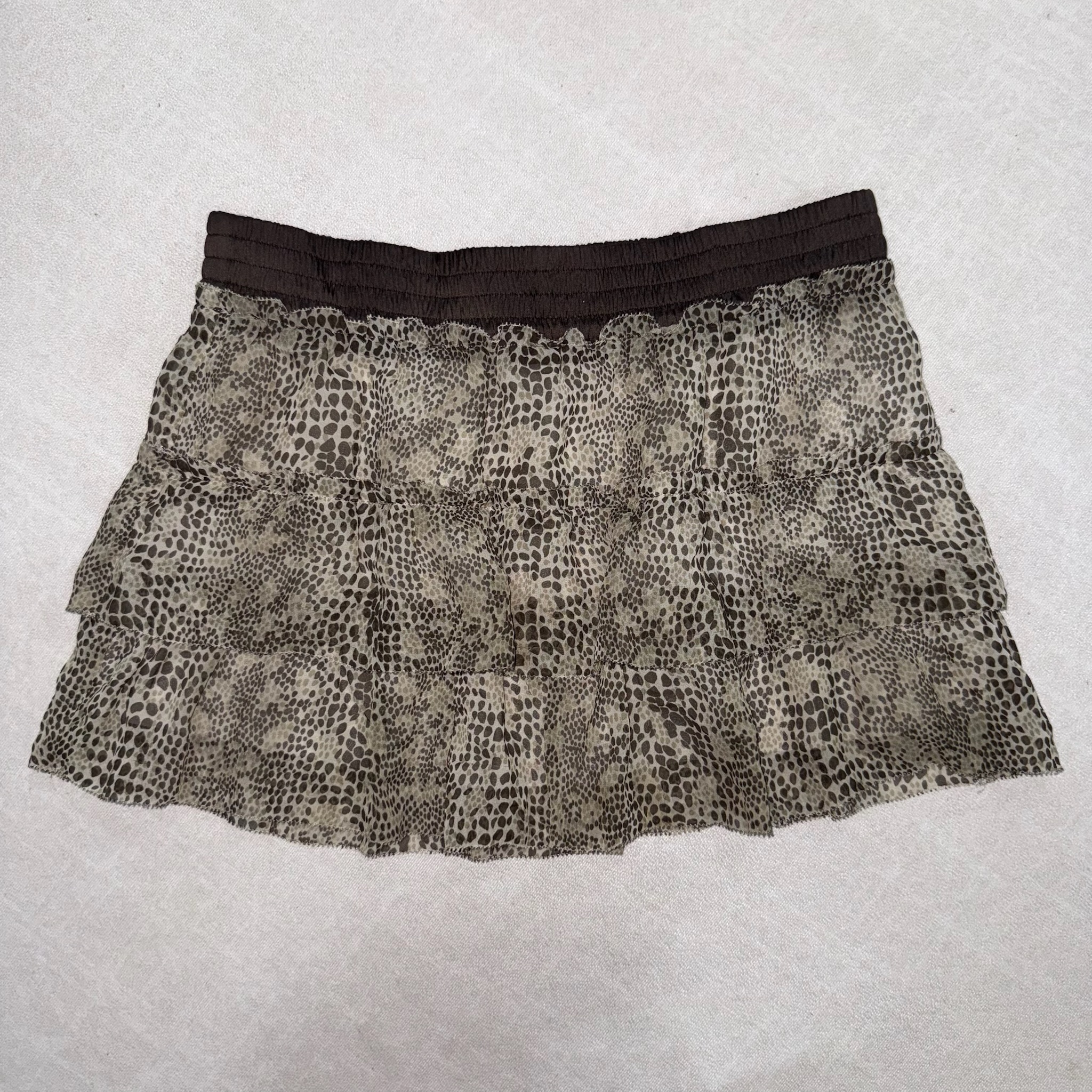 Snake Print Ruffle Mini Skirt