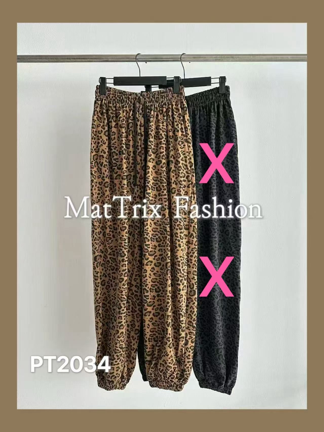 PT2034 豹紋束腳闊褲 原價$258