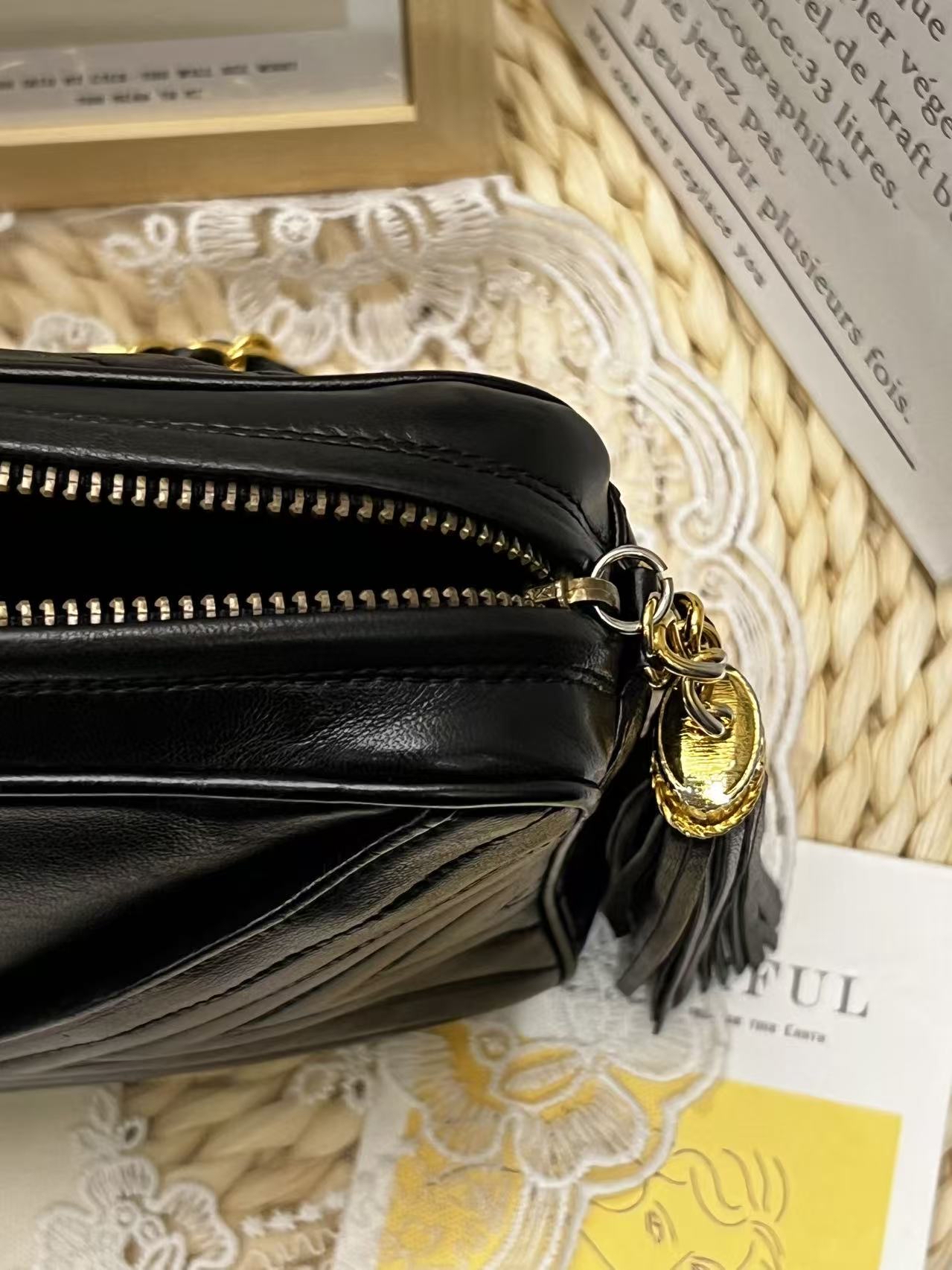 Chanel Vintage Chevron Fringe Camera Bag