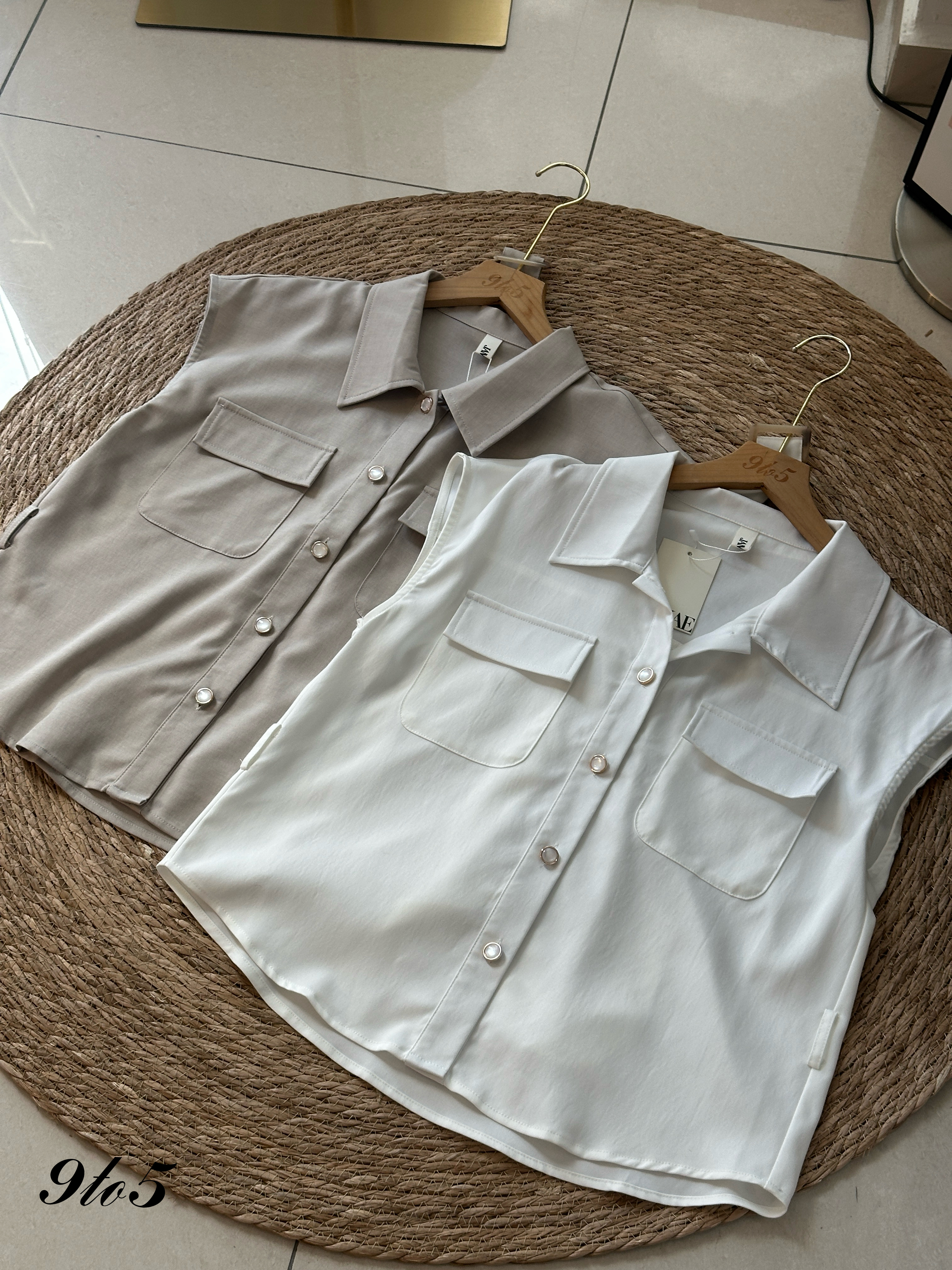 T4027 Sleeveless Pocket Shirt - 3 Colors