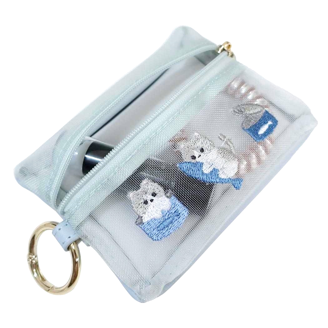 現貨｜日本 Q-LiA 貓貓 刺繡 網袋小袋 / 紙巾袋 (09563)