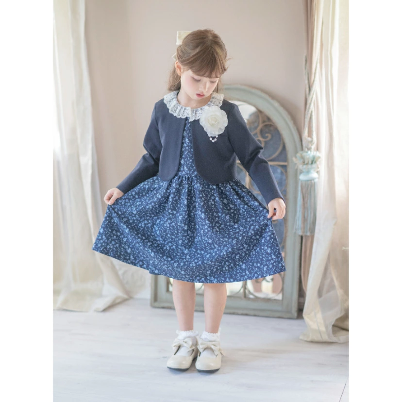 🆕【⭐訂購⭐】 🇯🇵日本直送🌀碎花短袖連衣裙+蕾絲領外套 華麗套裝［4款選］🌀[ELBA-0076][260214]