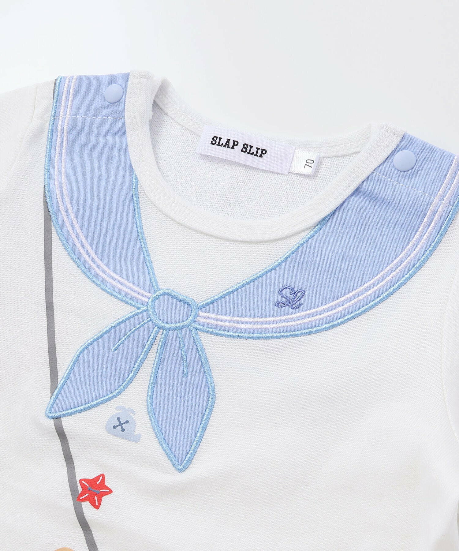 🇯🇵預訂 日本直送🇯🇵Slap Slip Baby兩色指南針望遠鏡印花水手領貼花短袖包屁衣