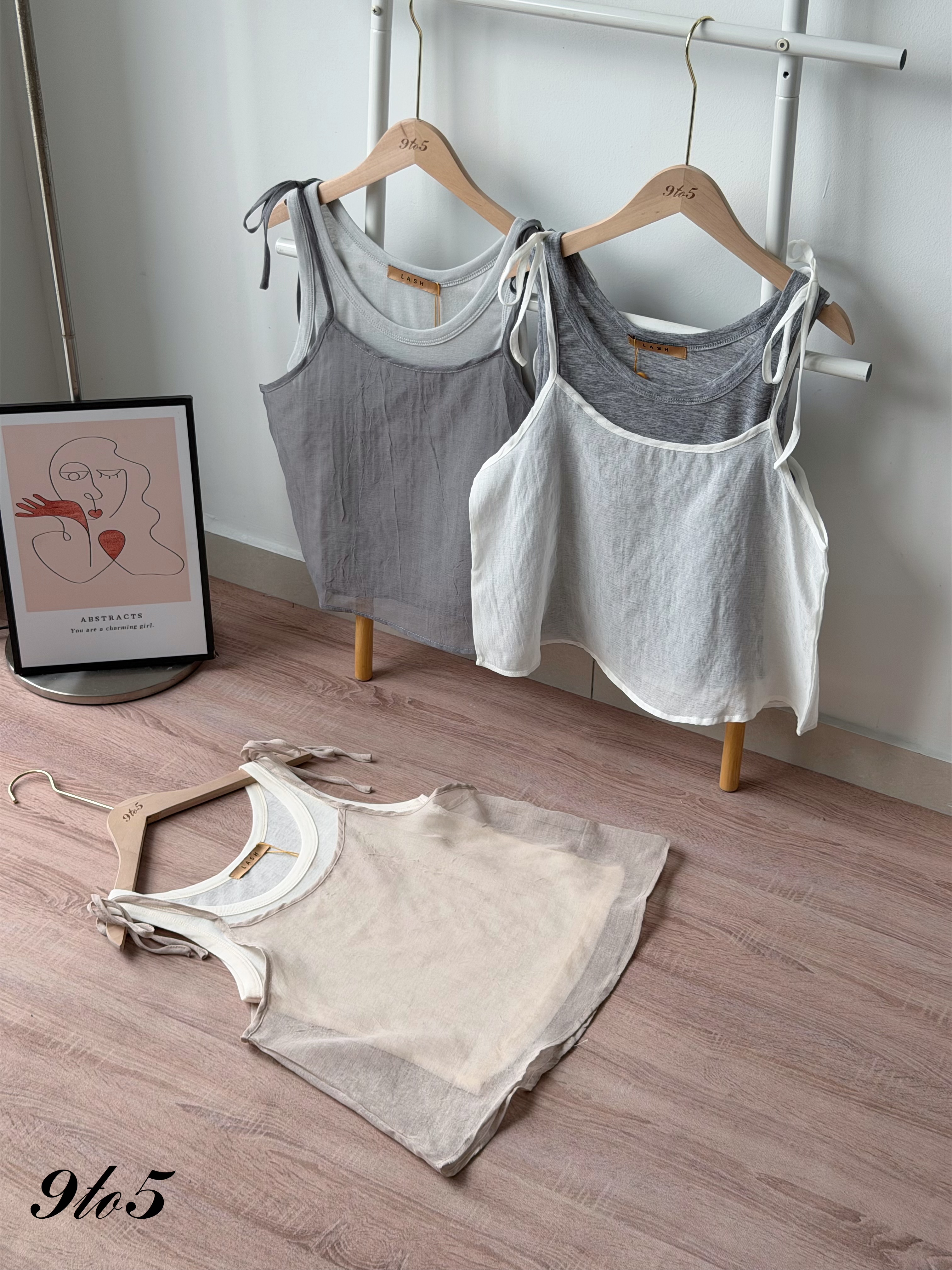 T4544 Two-Pieces Layered Tie-Strap Top - 3 Colors 