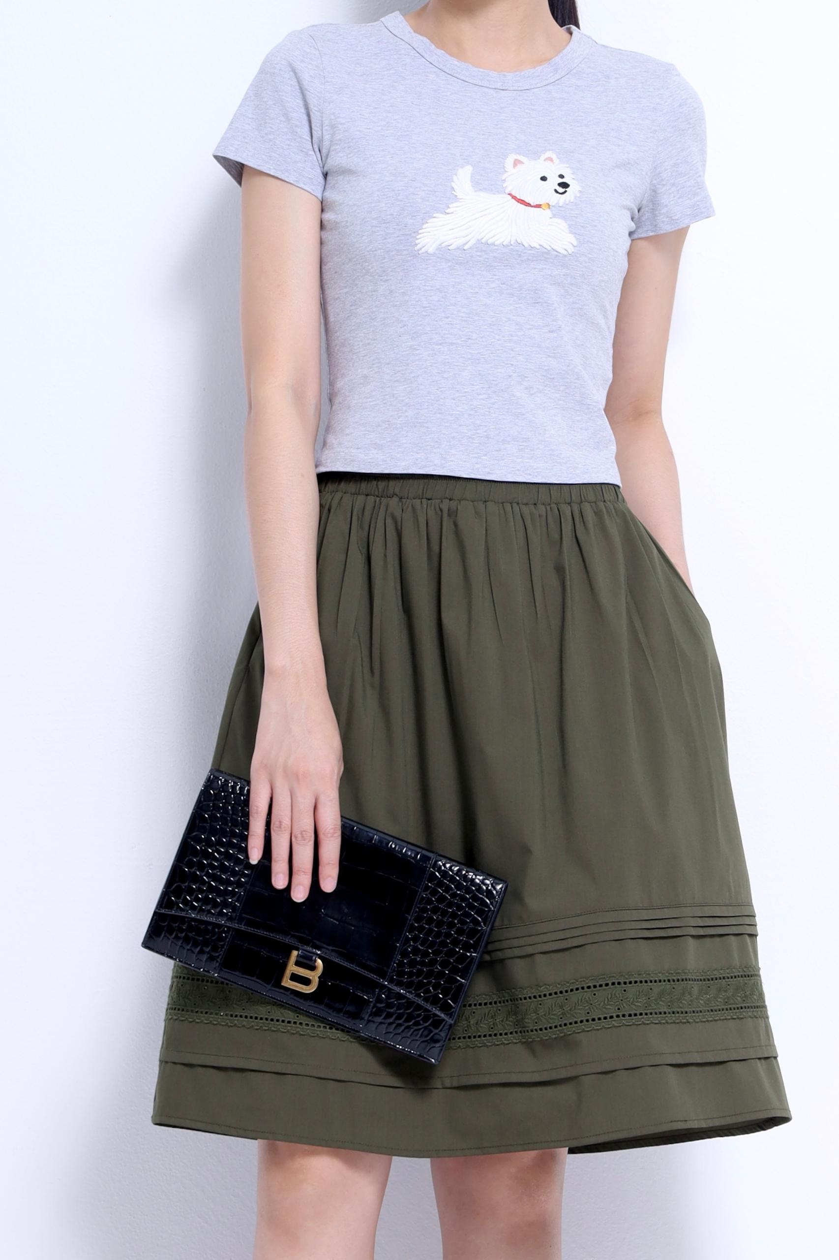 CS1436 Lace Trim A-Line Skirt