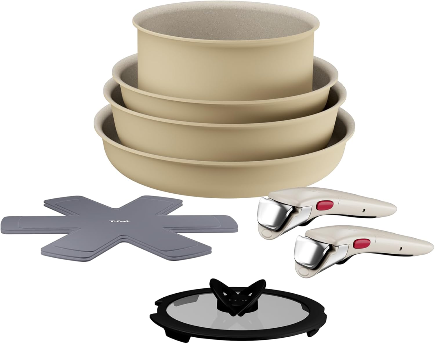 Teafal ingenio 靈巧疊疊鑊 可拆手柄鍋具套裝 10件｜不黏鍋 IH電磁爐適用｜多用途鍋｜vbuy