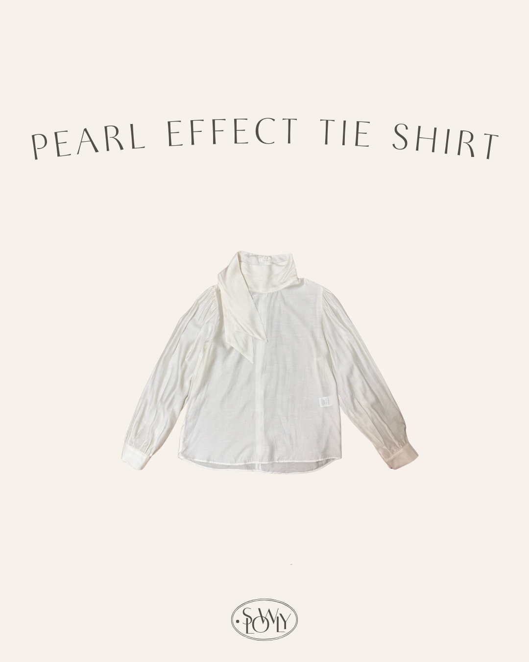 韓系珍珠感綁帶襯衫