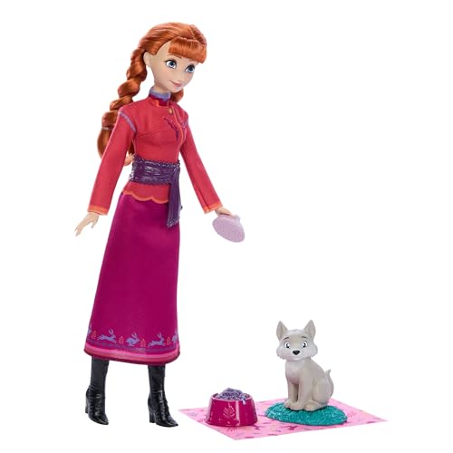 Mattel Disney Frozen 魔雪奇緣 Anna 安娜公主與小狼寶寶公仔套裝｜Animals of Arendelle 角色扮演玩具｜3歲以上
