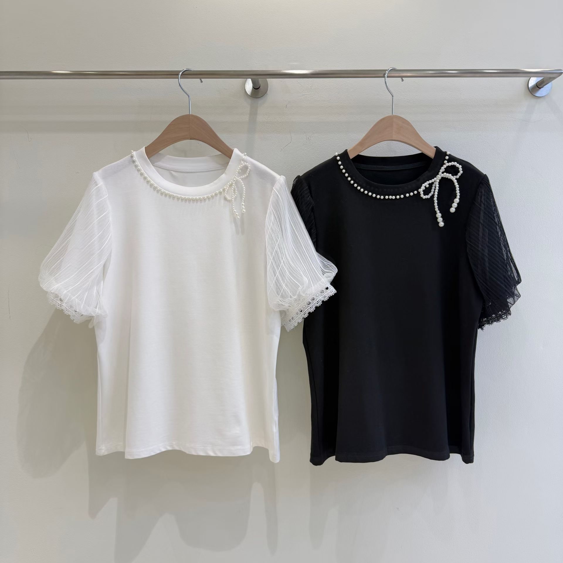 CT26 清新甜美蝴蝶珍珠領上衣 