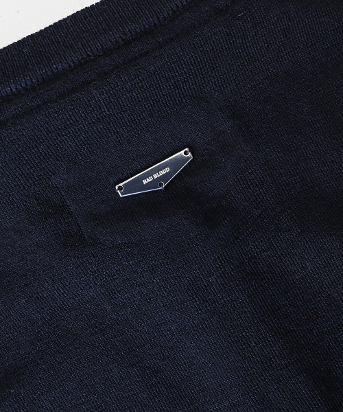 Fine Merino Wool Crewneck Zip-Up Cardigan - Navy