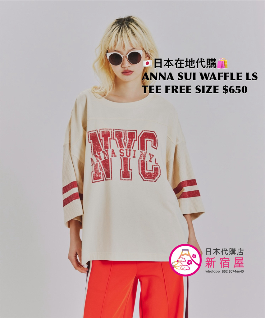 ANNA SUI WAFFLE LONG SLEEVE T-SHIRT