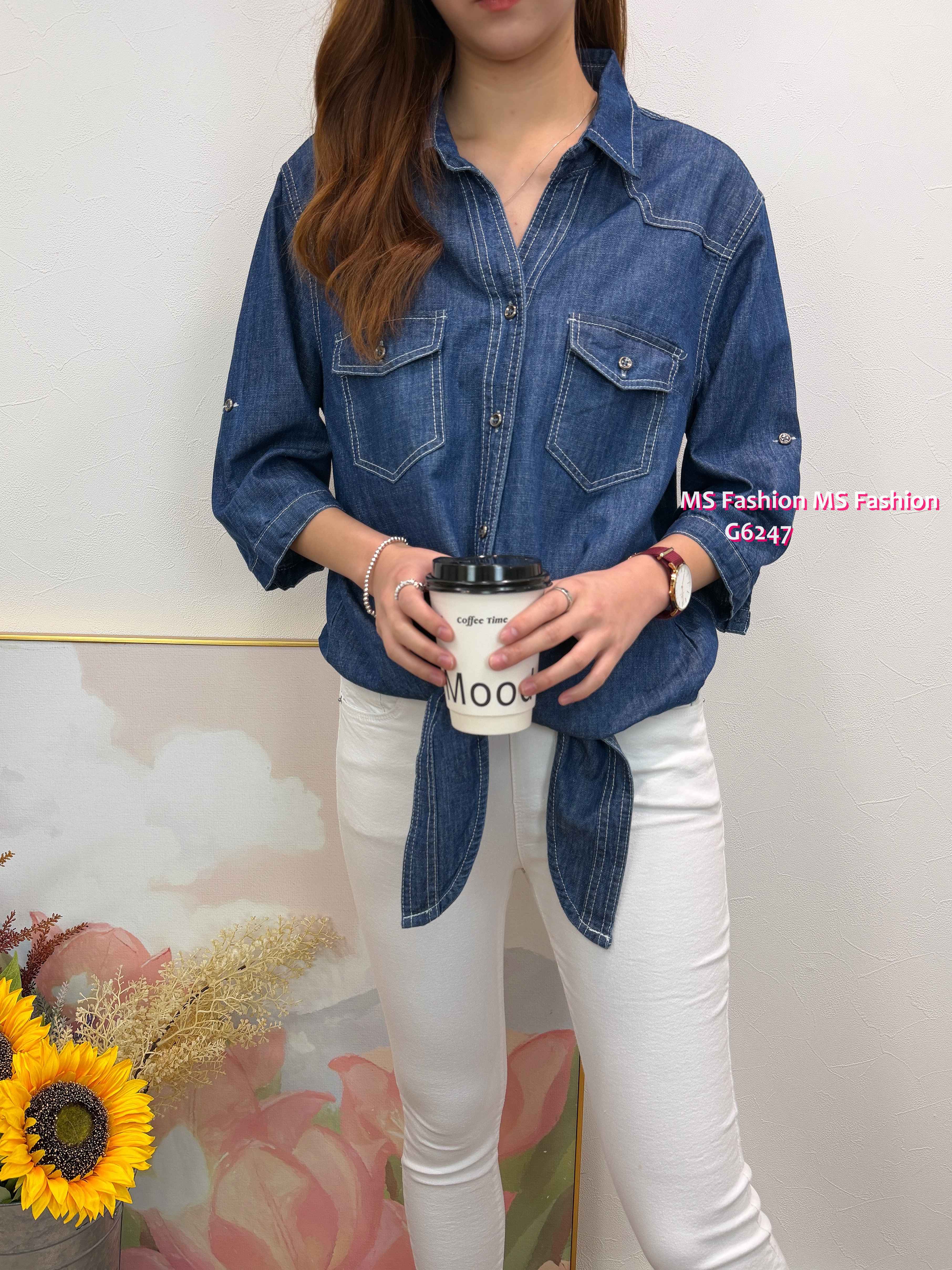 G6247 韓國🇰🇷中袖牛仔恤