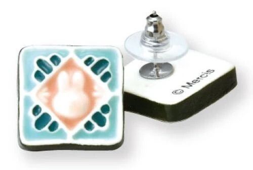 貨期3月尾 MIFFY 美濃燒 正方款 耳環 粉紅色