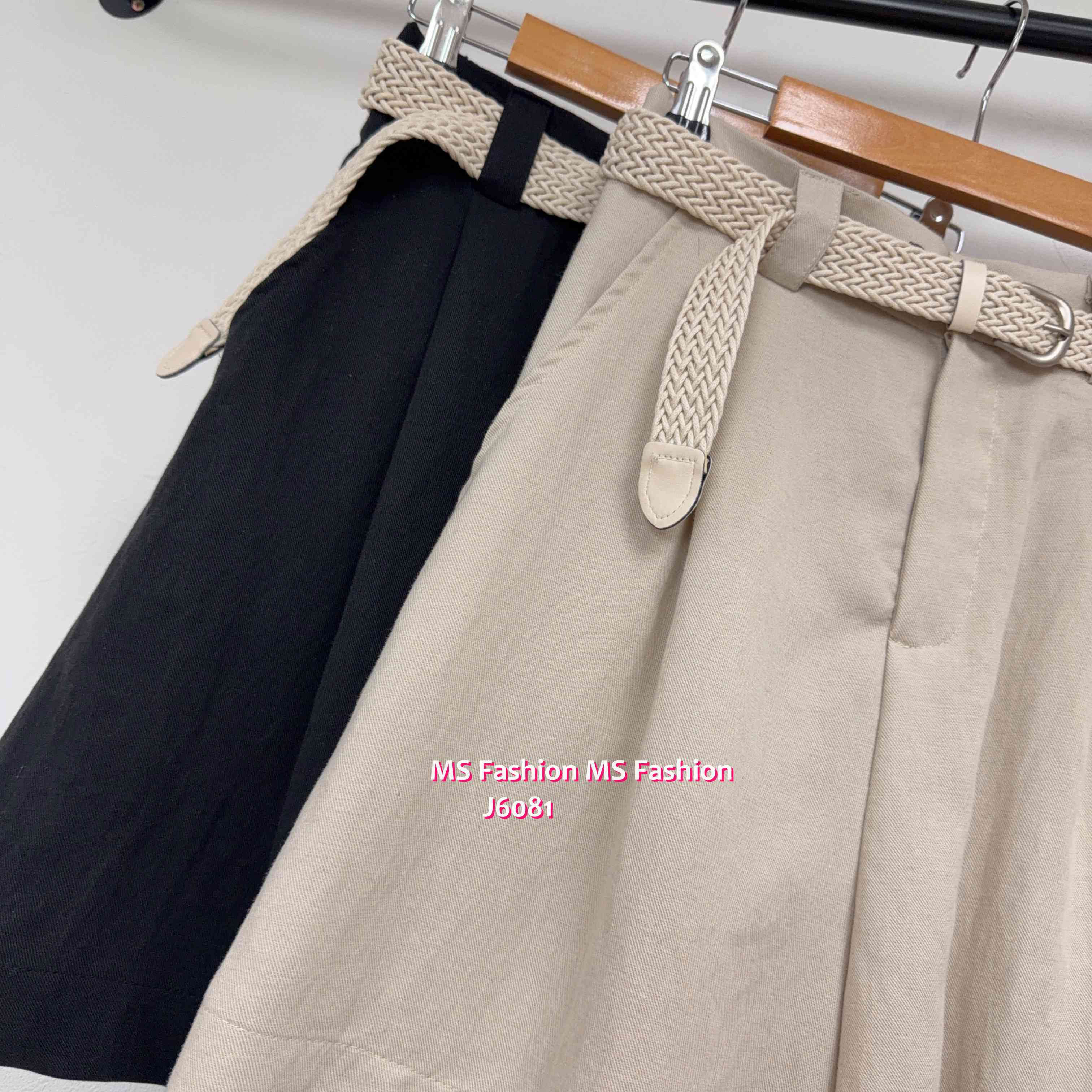 J6081 連belt棉麻短褲仔