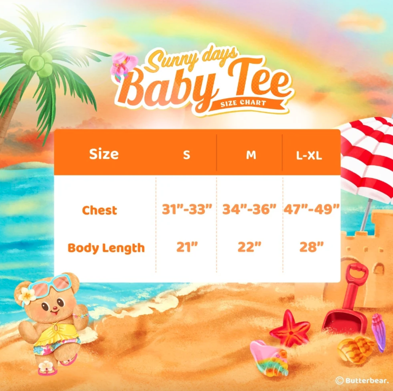 【預訂】泰國 Butter Bear 黃油小熊周邊 Sunny Days Baby Tee