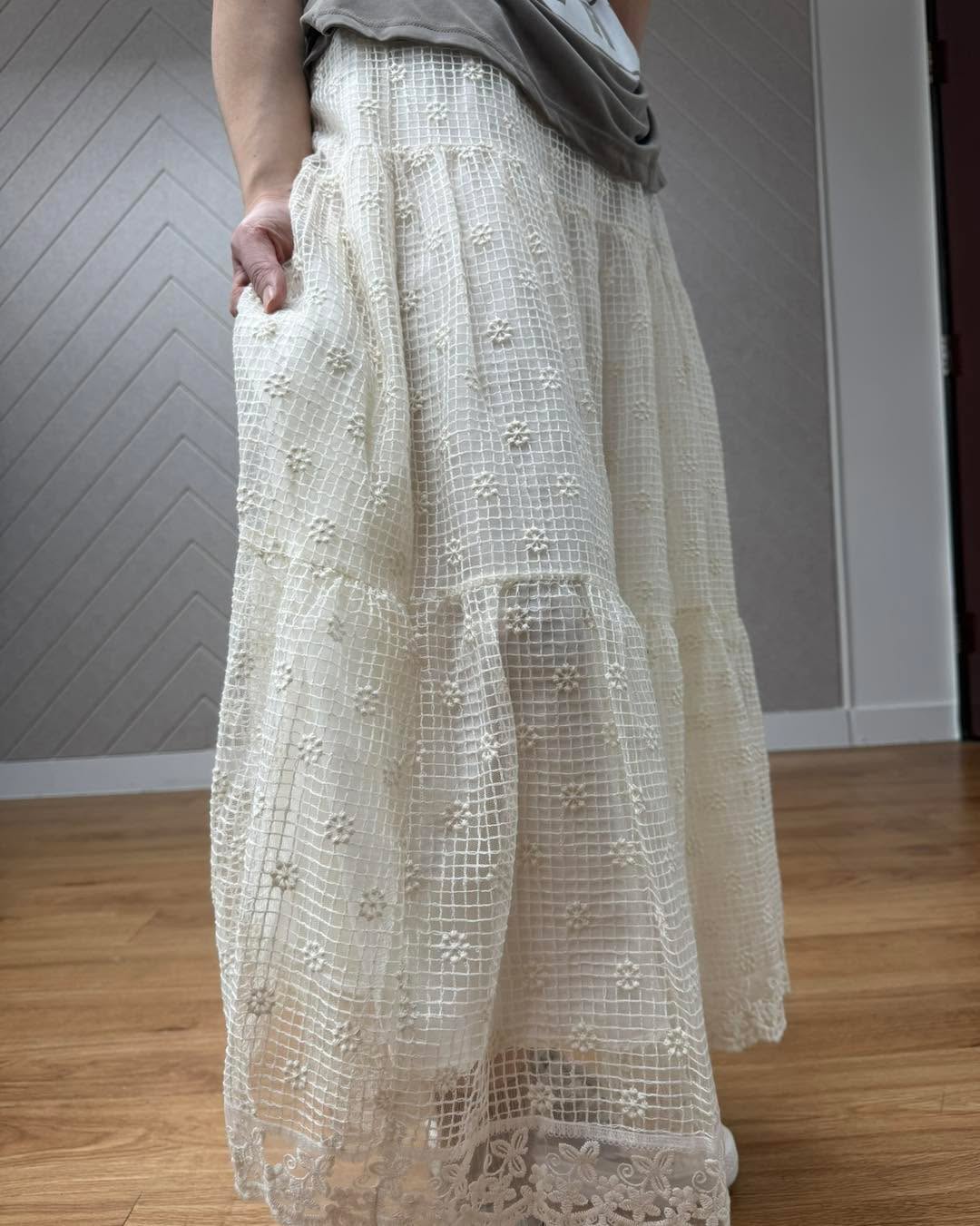 通花網紗半腰裙