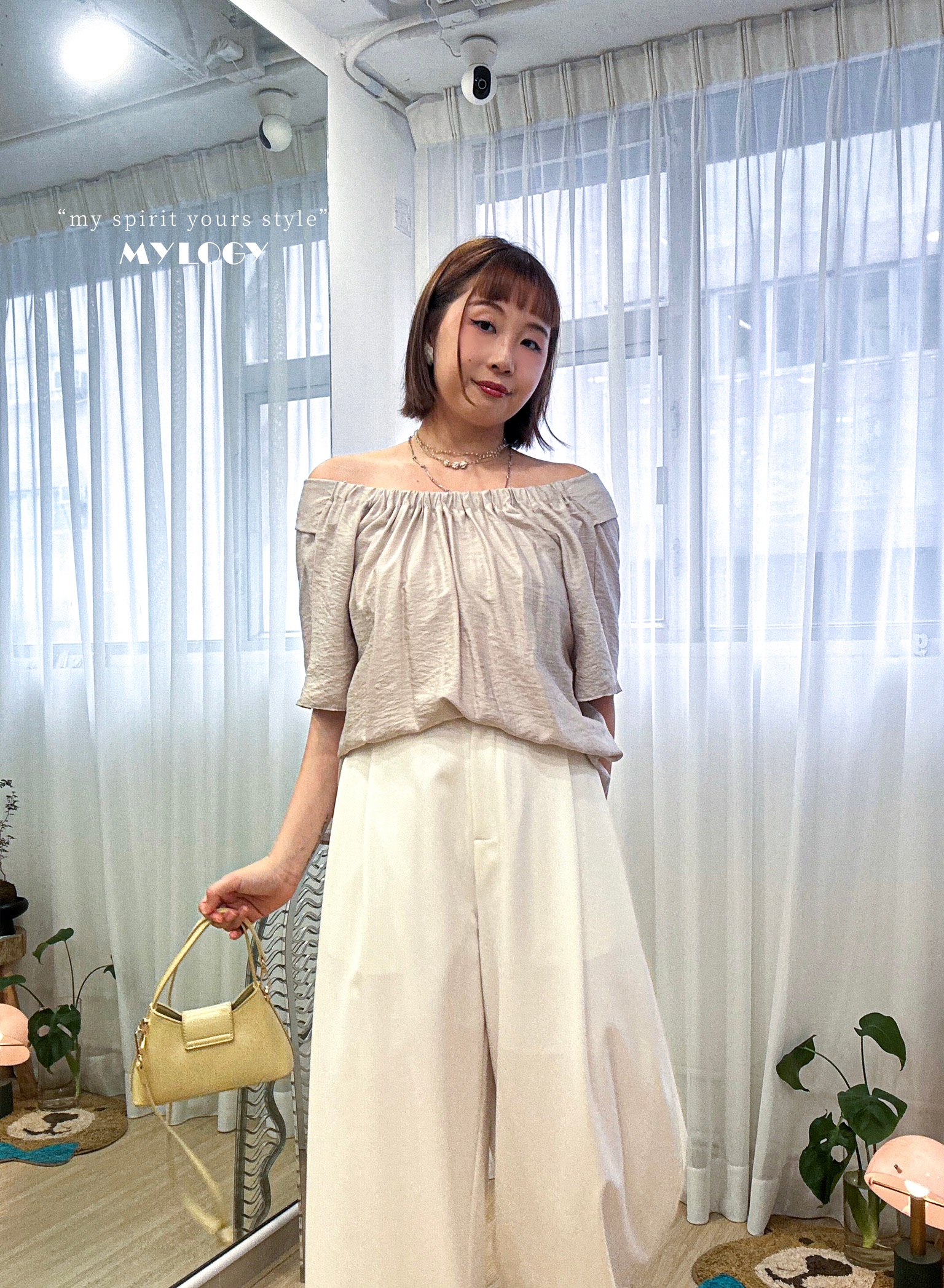 隨性的背影～ 3-ways後綁帶清爽襯衫 CK0010 - 杏色 Beige
