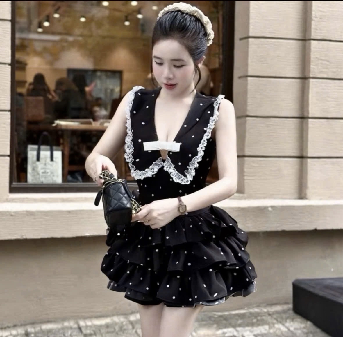 波點荷葉邊*甜美洛麗塔風两件套