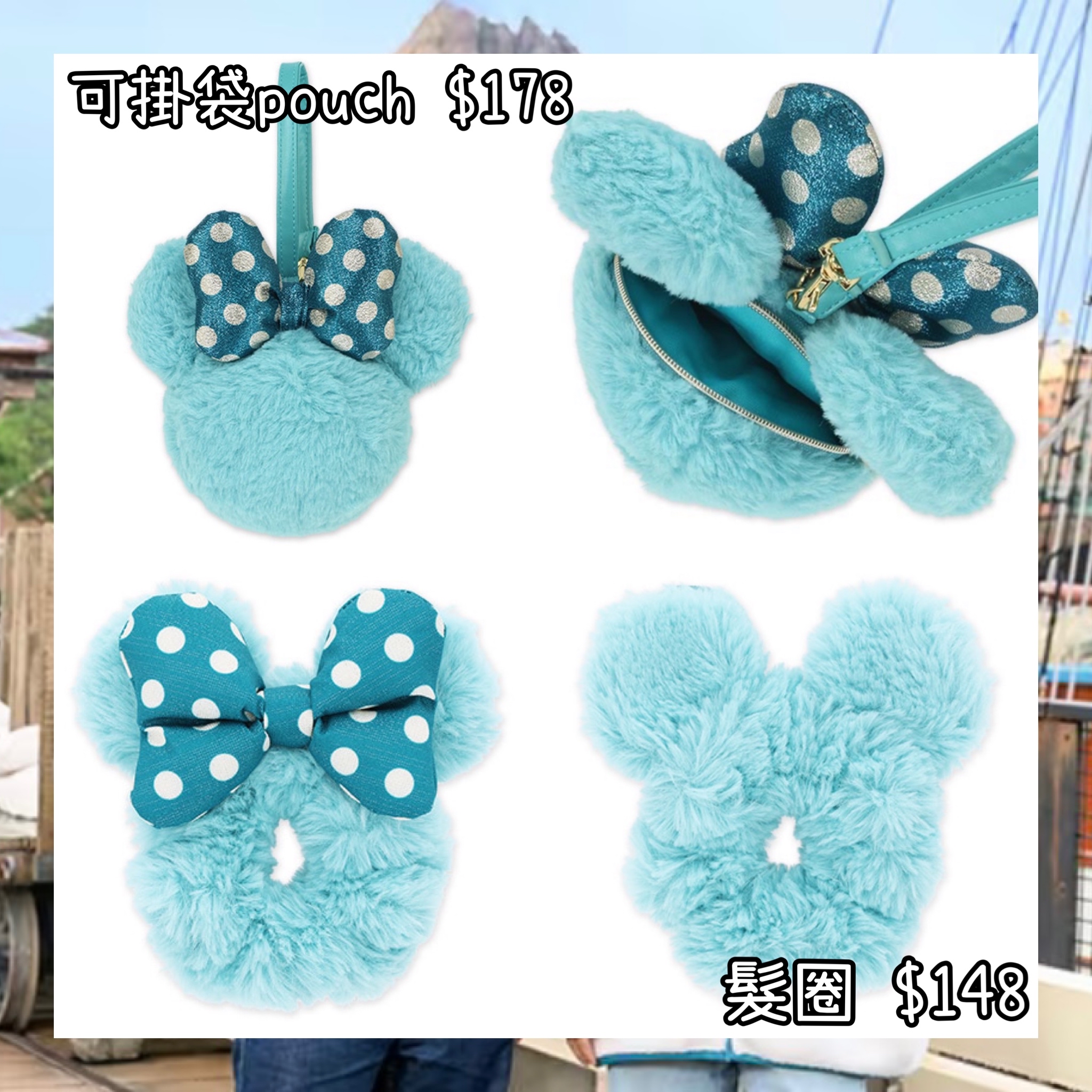 ：日本：DISNEYLAND園區產品 TOYKO DISNEYSEA 25TH SPARKLING JUBILEE 1/10 日本發賣 可掛袋 POUCH 髮圈