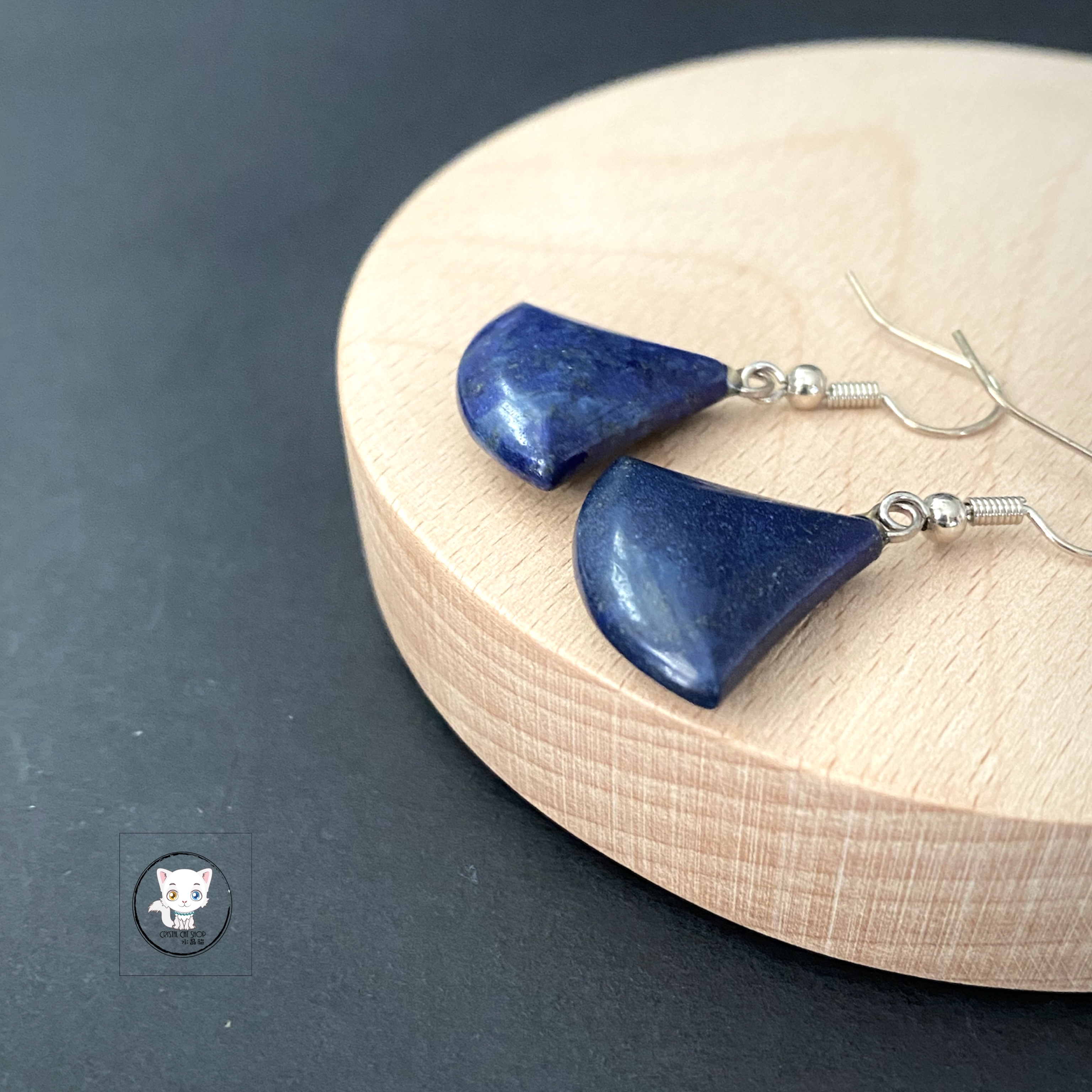 青金石三角形耳環 18.5mm