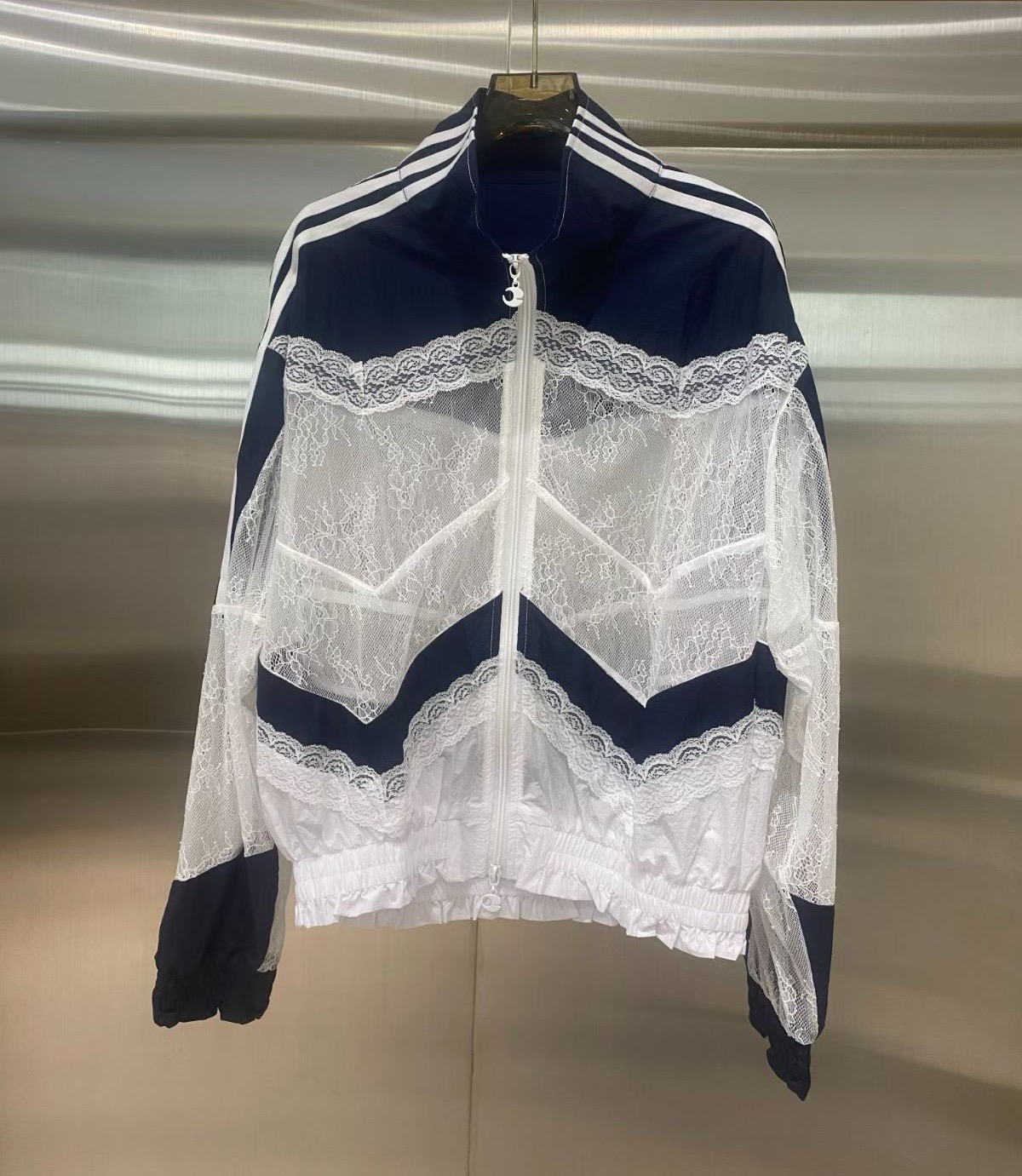 雙拉錬拼料lace Jk 