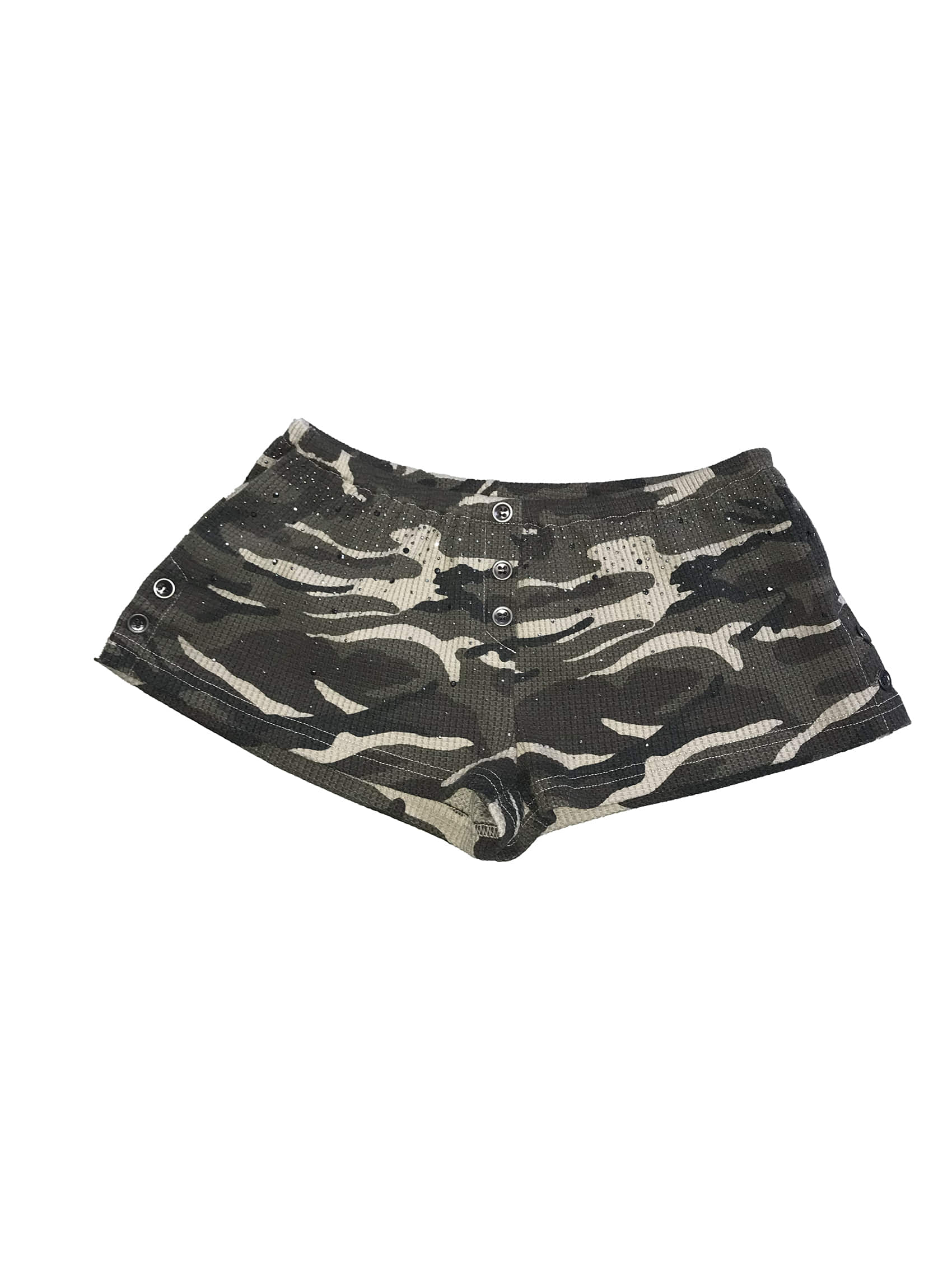 Waffle Knit Rhinestone Camo Shorts