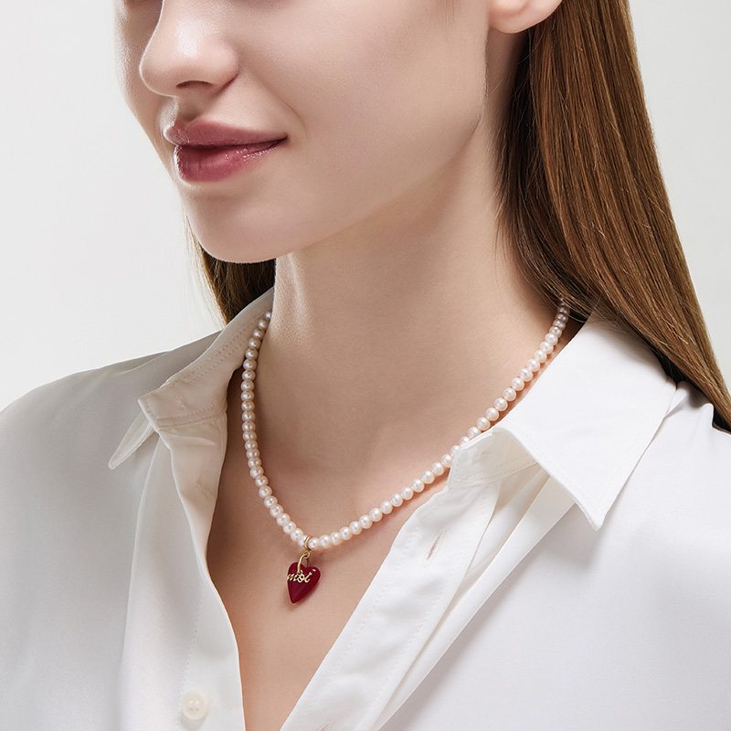 DIDIER DUBOT Signature D 玫瑰金珍珠頸鏈 (JDRNR3S716W)