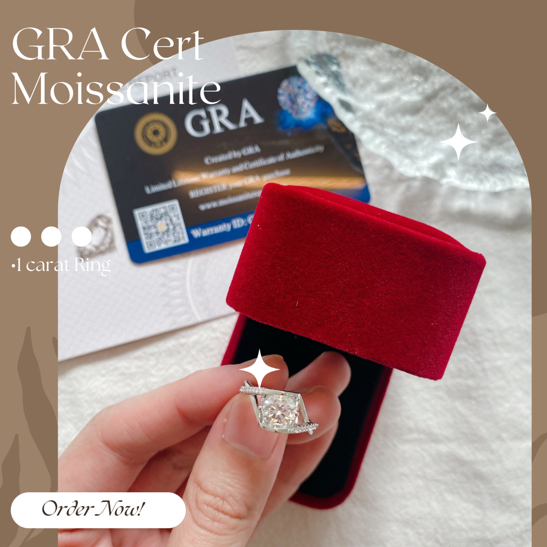 Moissanite Collection 1 carat Ring 033 【FREE size: Adjustable Ring】