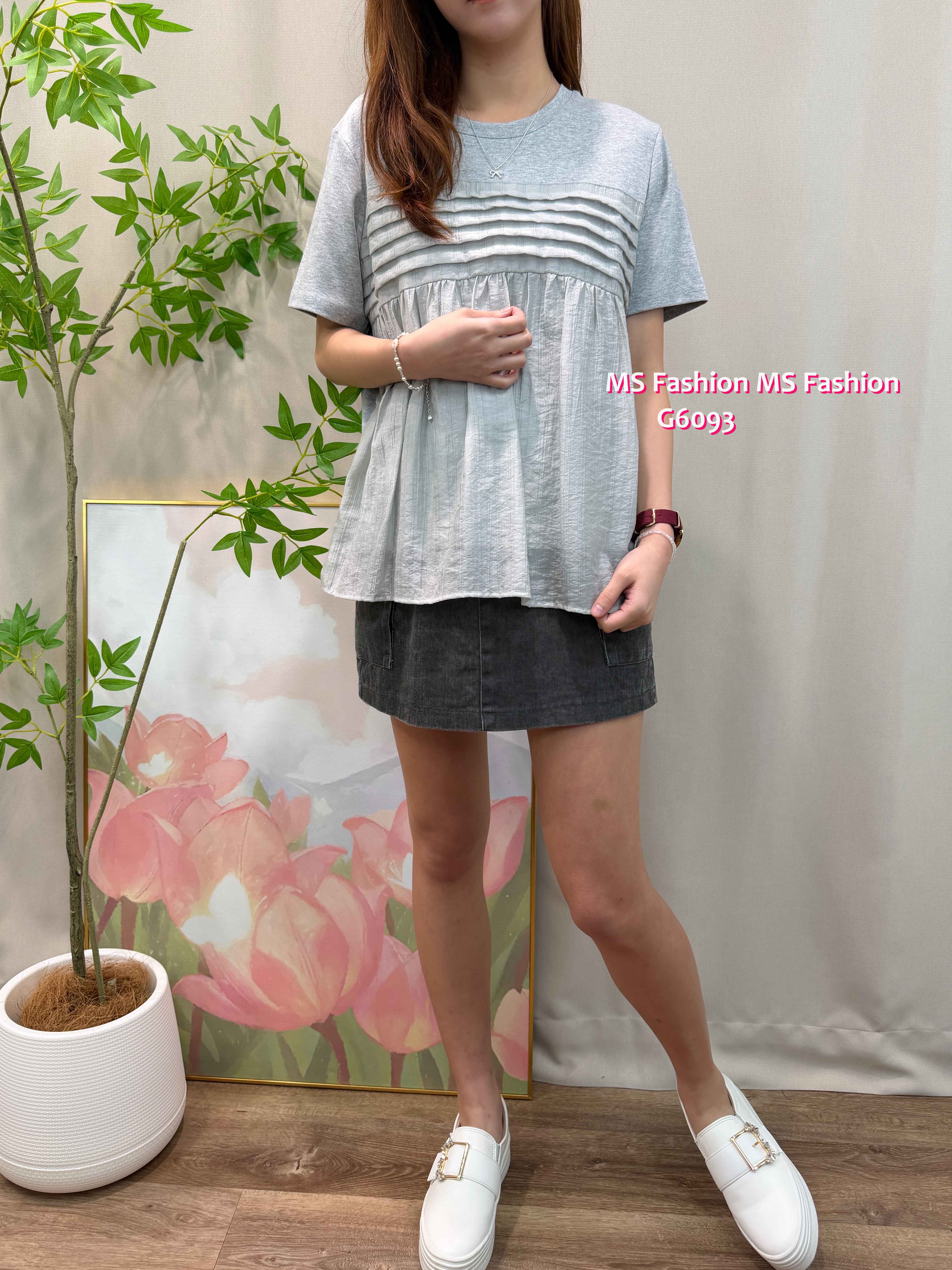 G6093 韓國🇰🇷淨色娃娃拼布top