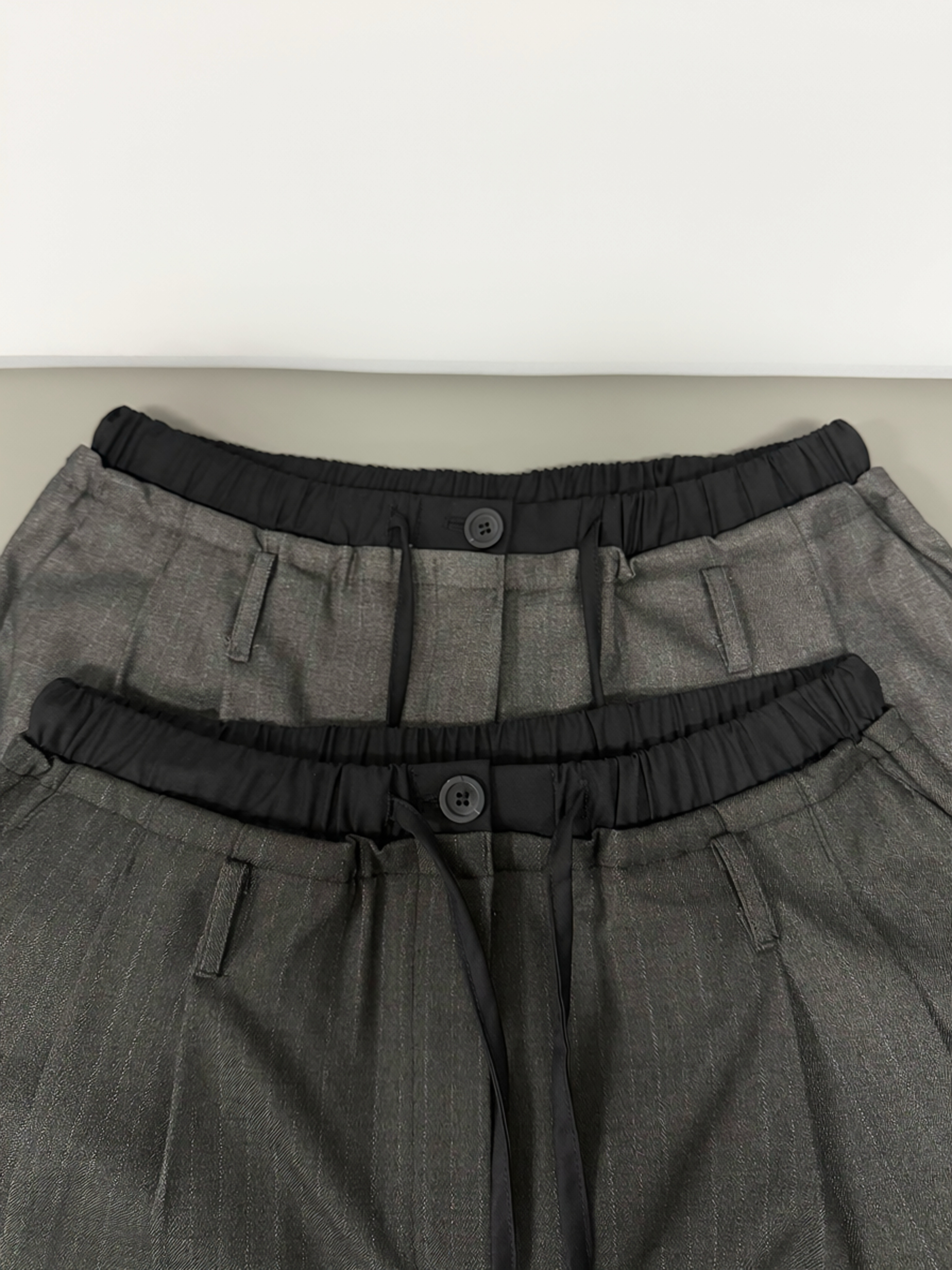 Drawstring Pleated Wide Trousers #pt84