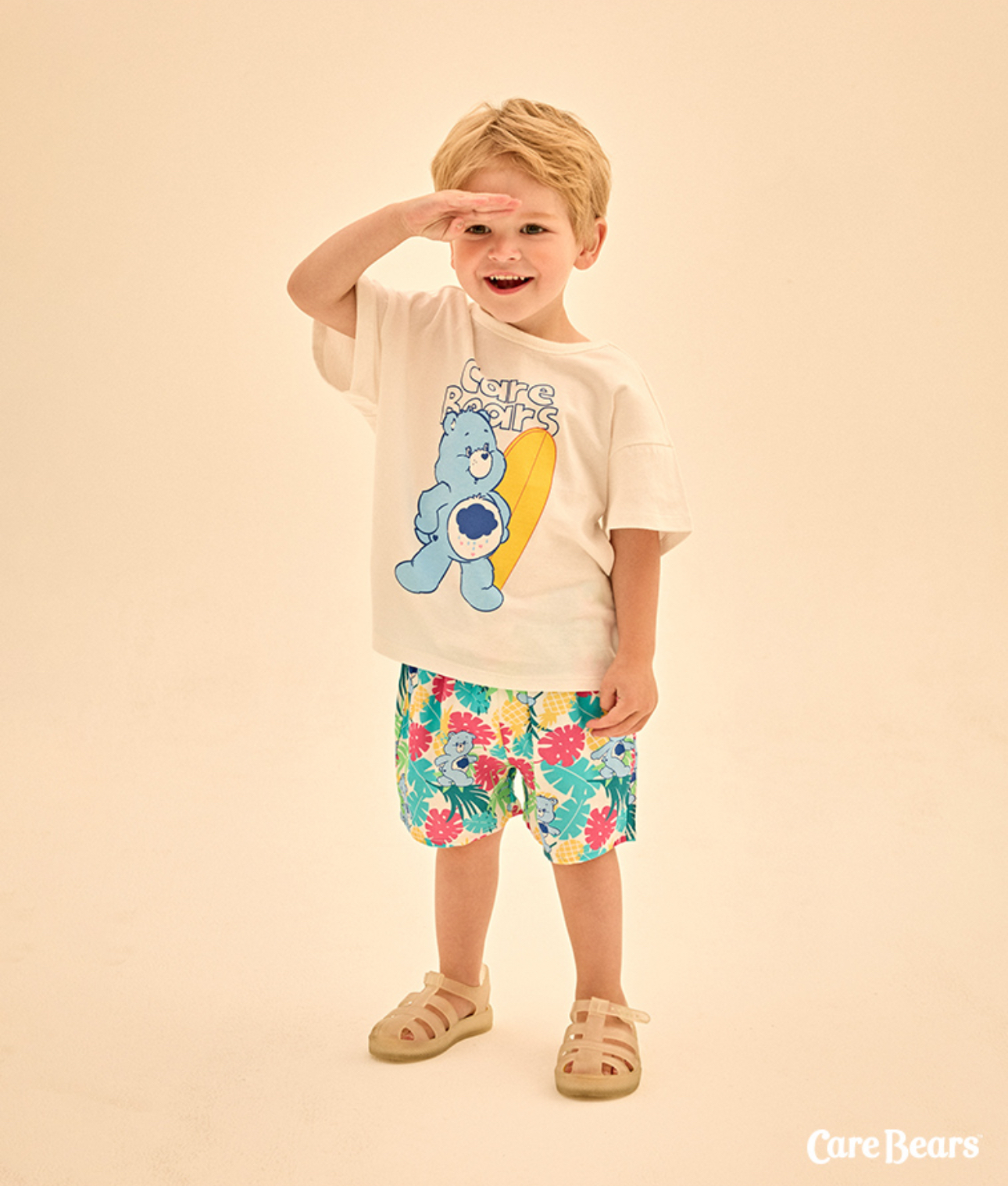 ☀️預訂 韓國直送☀️🇰🇷正版Care Bears沖浪暴躁小熊印花短袖上下套裝
