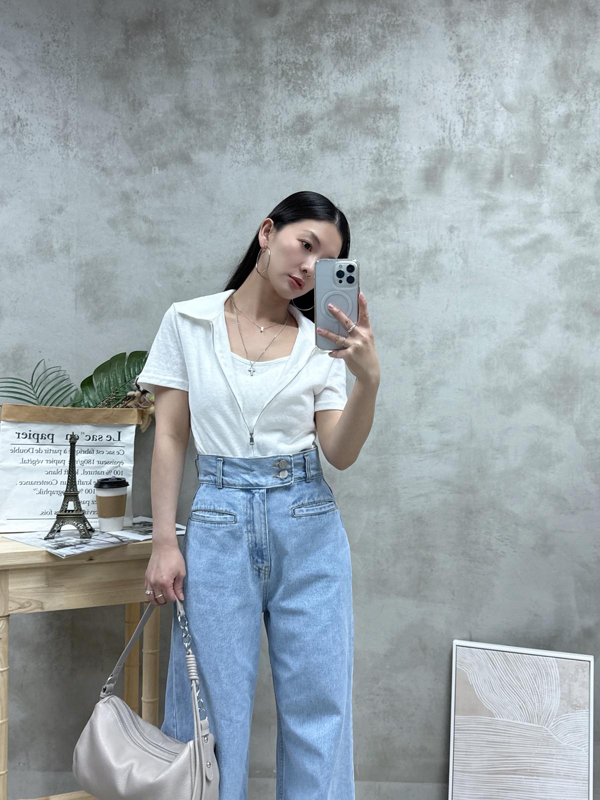 假兩件雙拉鏈Top