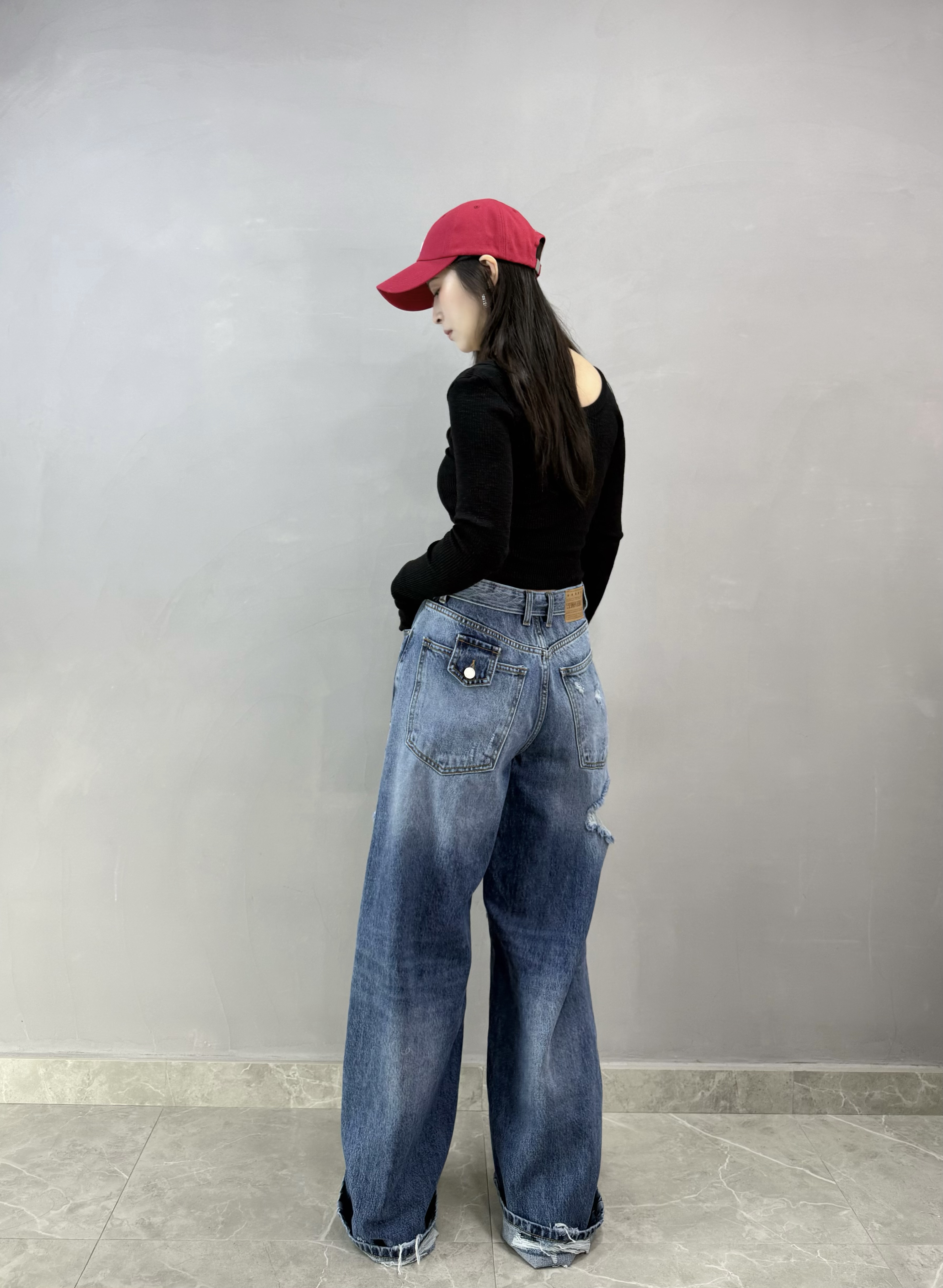 H84 反腰爛牛仔褲