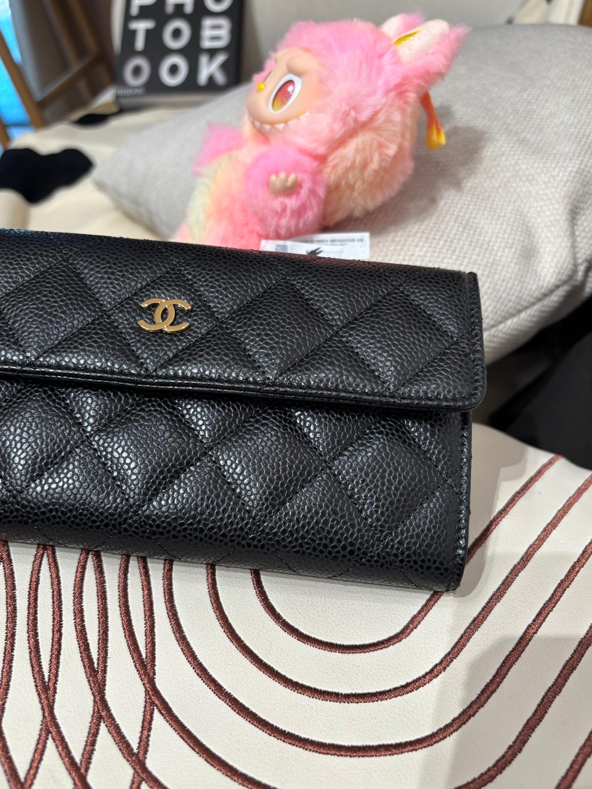 未使用品 Chanel classic long wallet 黑色荔枝牛皮 ,100%Authentic,unused ✅card✅box