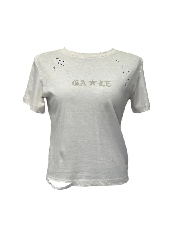 Gothic Star Distressed Crop Top