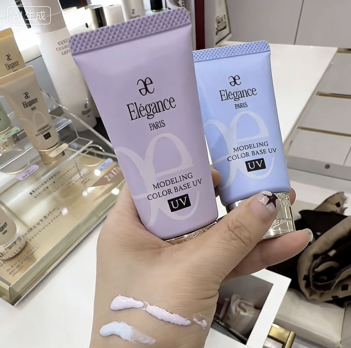 ELEGANCE MODELING COLOR UP BASE UV 2026最新版 持久剔透防曬調色乳30G SPF40 PA+++  防水防汗  人氣色：（紫色/藍色）