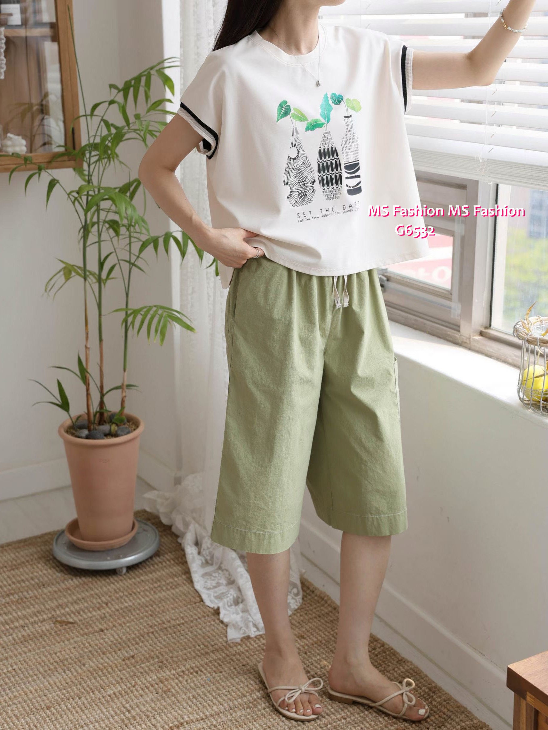 G6532 靚花瓶print top